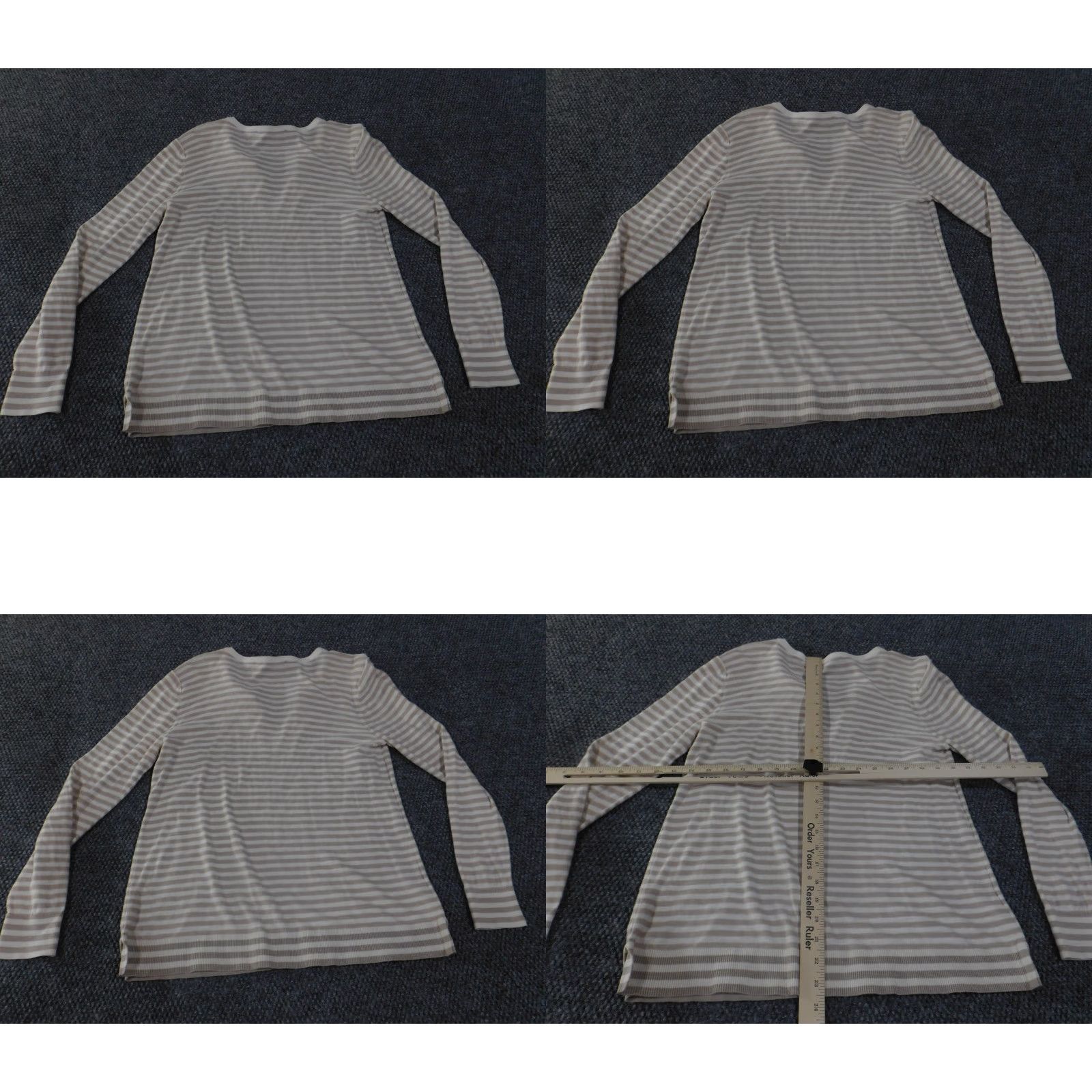 Loft LOFT Shirt Womens Medium White Striped Beige Long Sleeve Tie Neck Button-Up Cotton Knit VINTAGE No, not; but keep concise Size M / US 6-8 / IT 42-44 - 8 Thumbnail