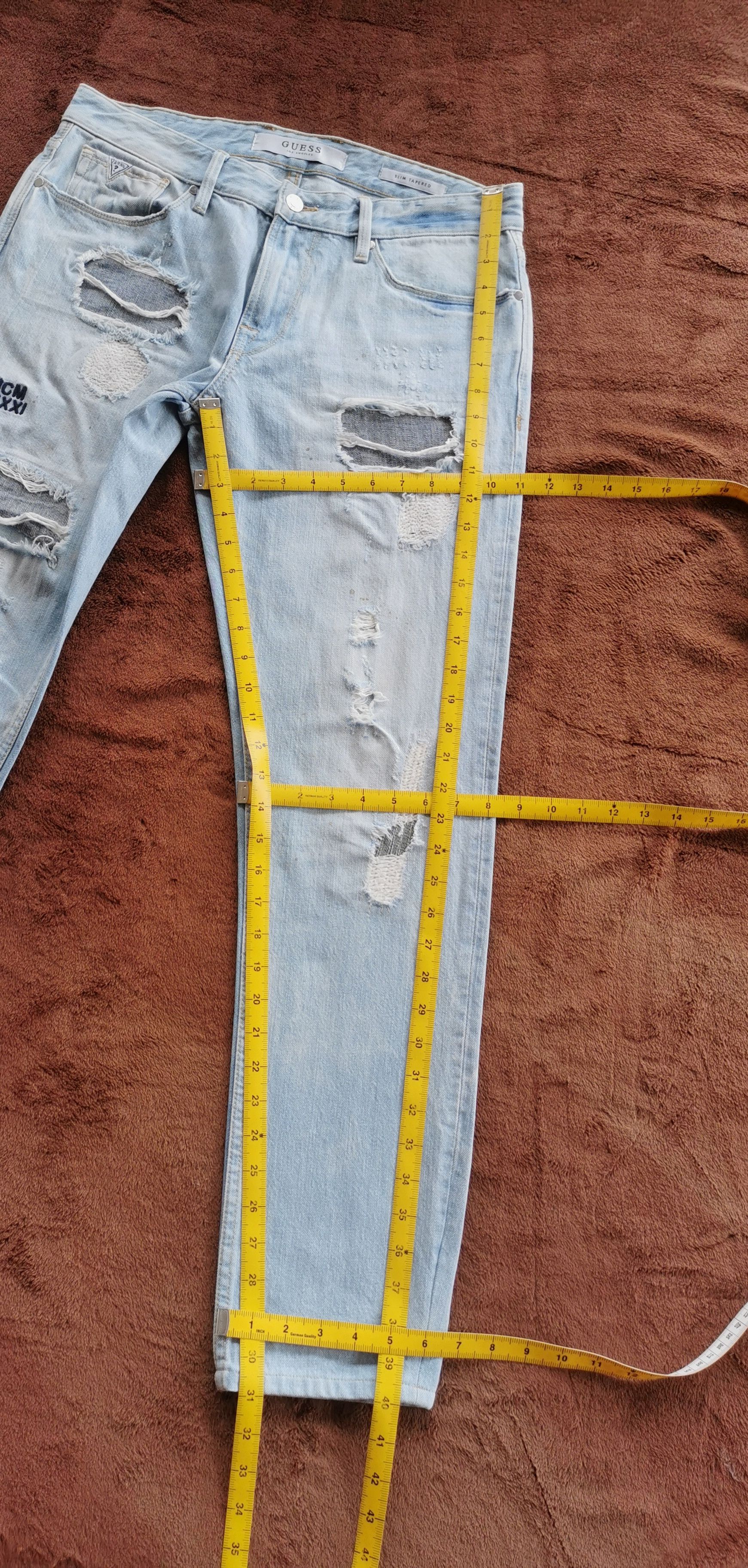 A$AP Rocky × Guess Guess Distressed Denim Jeans With Several Ripped Frayed Size US 33 - 3 Thumbnail