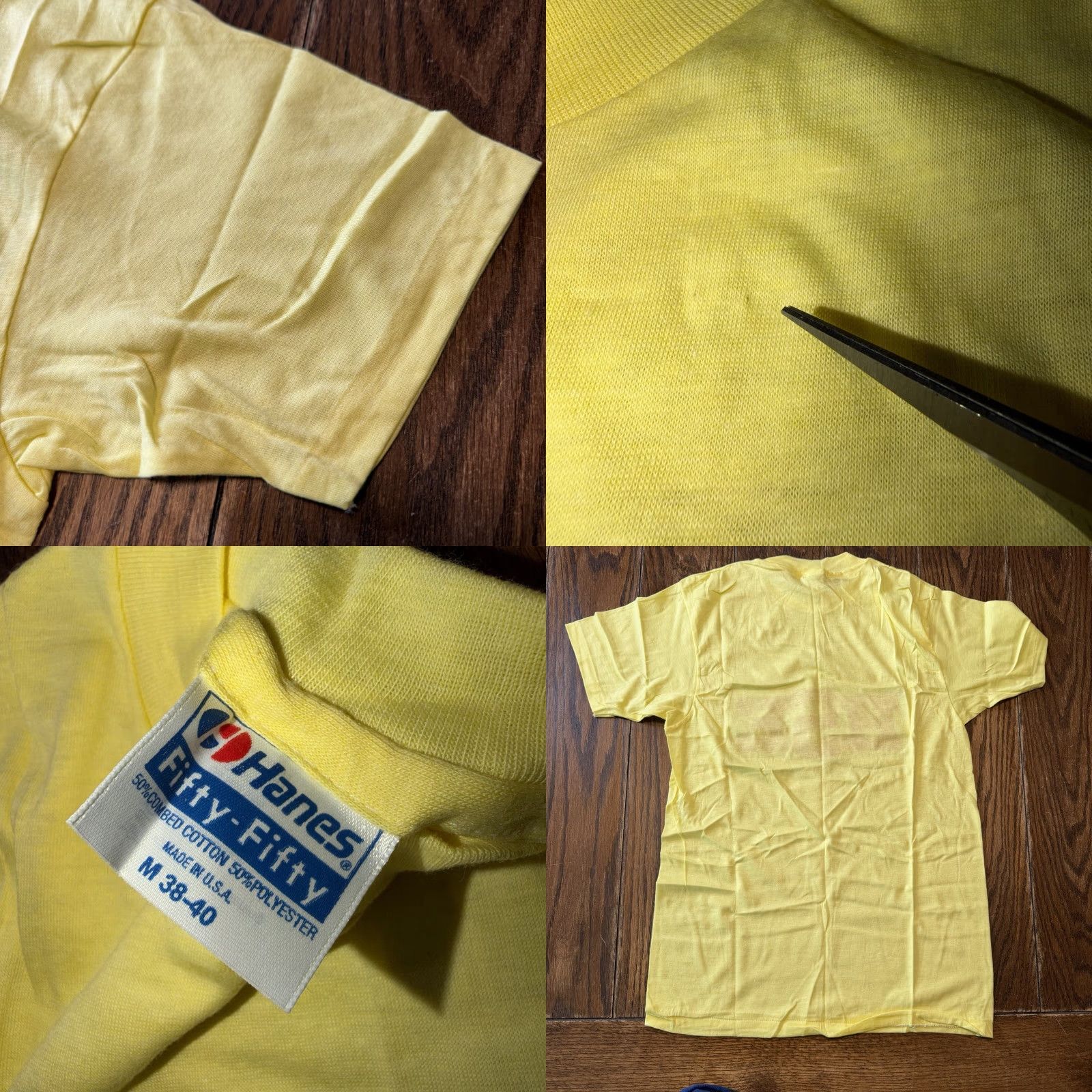 Hanes VINTAGE Hanes T-Shirt Men M Short Sleeve Crew Neck Cotton Knit Graphic Print Logo Sports Warner Texas Network 80s Pin Hole Lot Hane Fifty Fifty Size US M / EU 48-50 / 2 - 9 Thumbnail