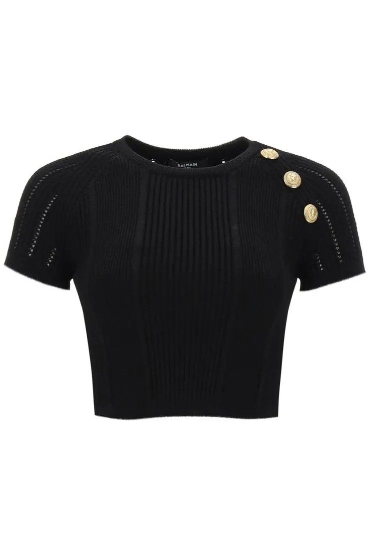 Image of Balmain O1S22I1N0424 Embossed Tank Top In Black, Women's (Size XS)