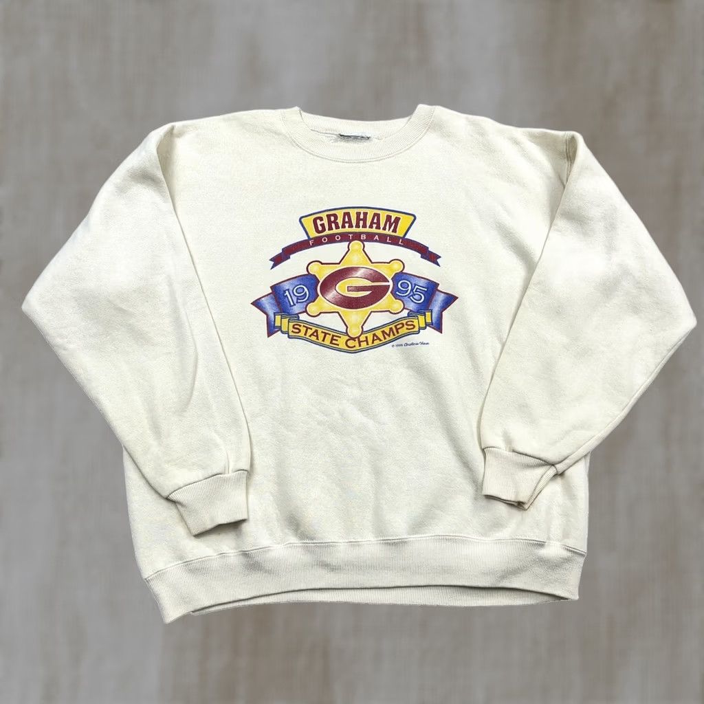 Lee VINTAGE Graham High School Sweatshirt Men XXL 2XL Cream G-Men 90s Crewneck USA Size US XXL / EU 58 / 5 - 1 Thumbnail