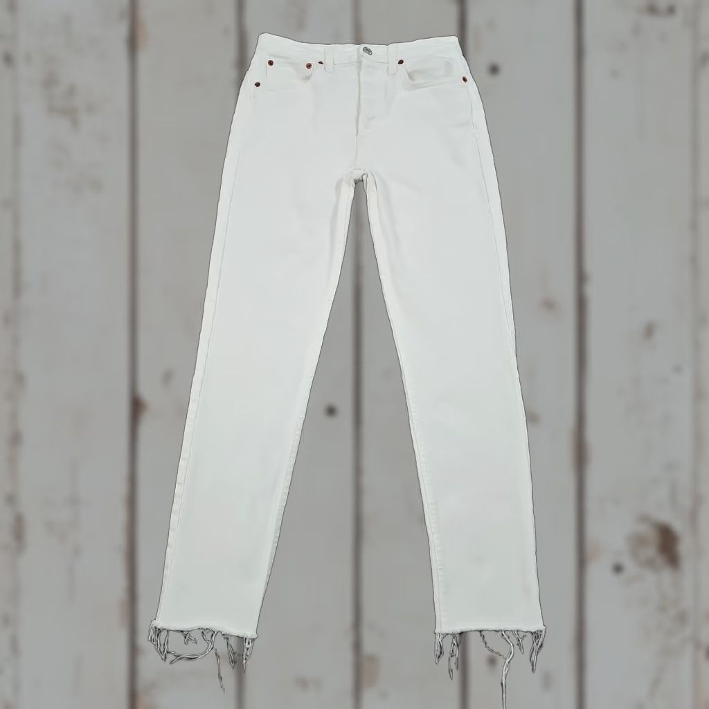 RE/DONE Redone Jeans Womens 27 Skinny White Ankle Crop High Rise Stretch USA 26x29 Size 27" / US 4 / IT 40 - 1 Thumbnail