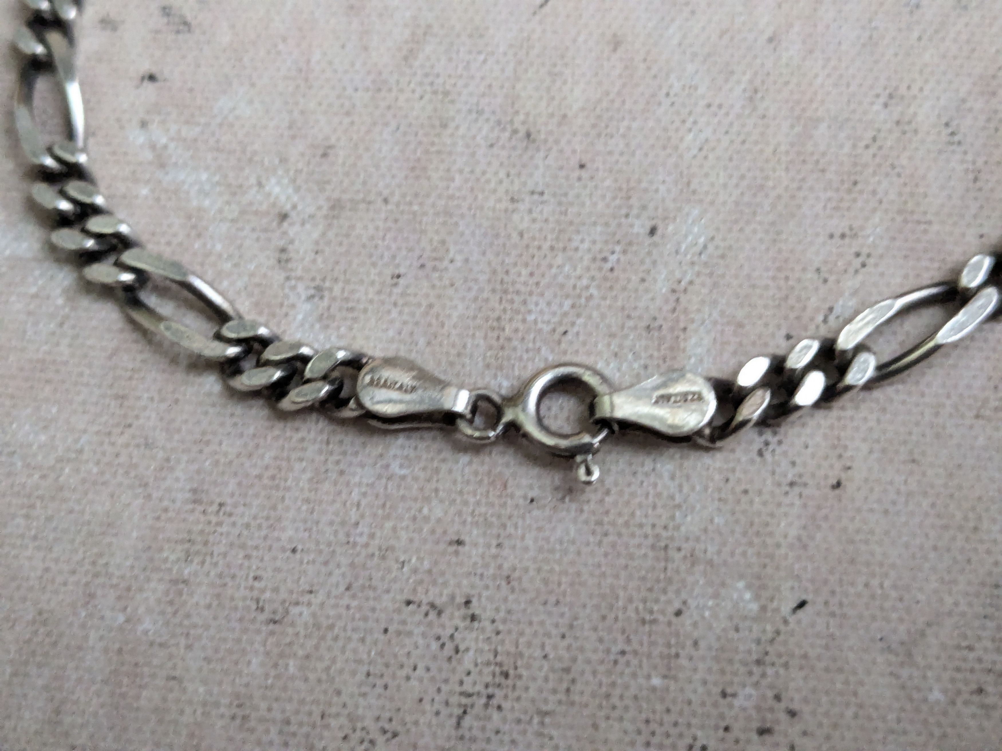 Jewelry Vintage Sterling Silver Figaro Bracelet 8" Italy Size ONE SIZE - 3 Thumbnail