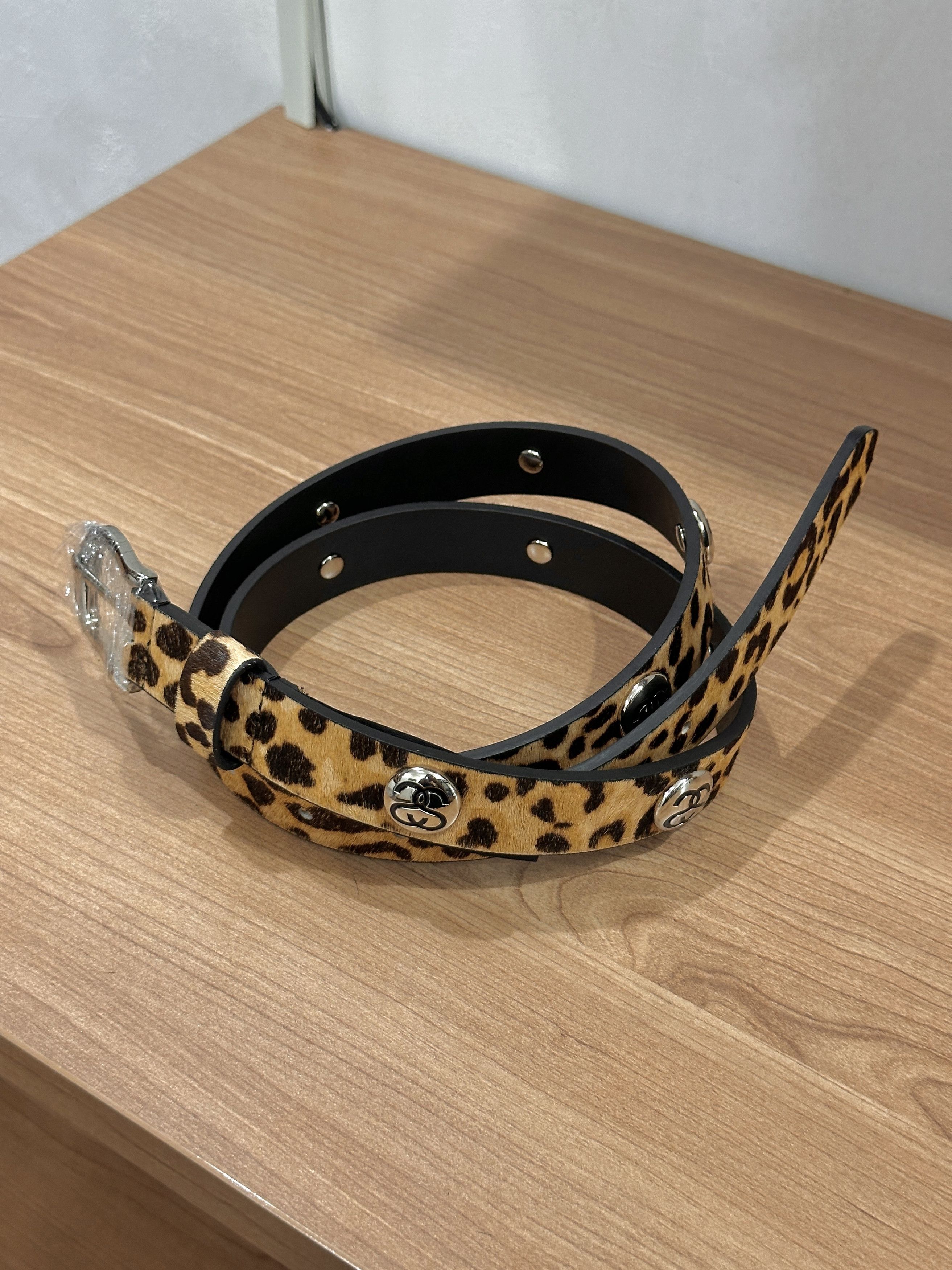 Stussy Stussy SS Link Studded Belt Hairy Cheetah Print | Grailed
