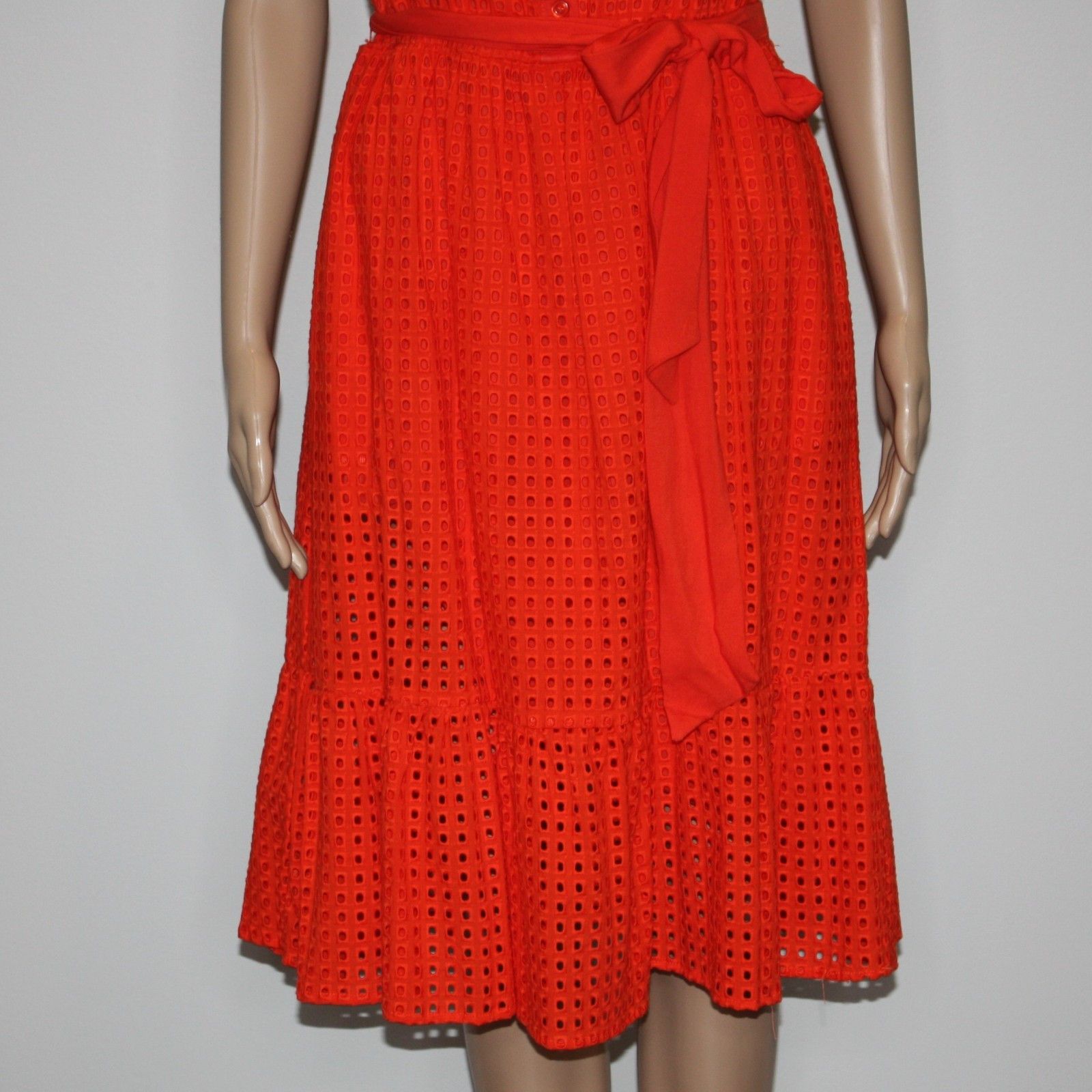 Other Mellóday Eyelet Ruffle Hem Dress in Orange Red Color NWT Size M / US 6-8 / IT 42-44 - 4 Thumbnail