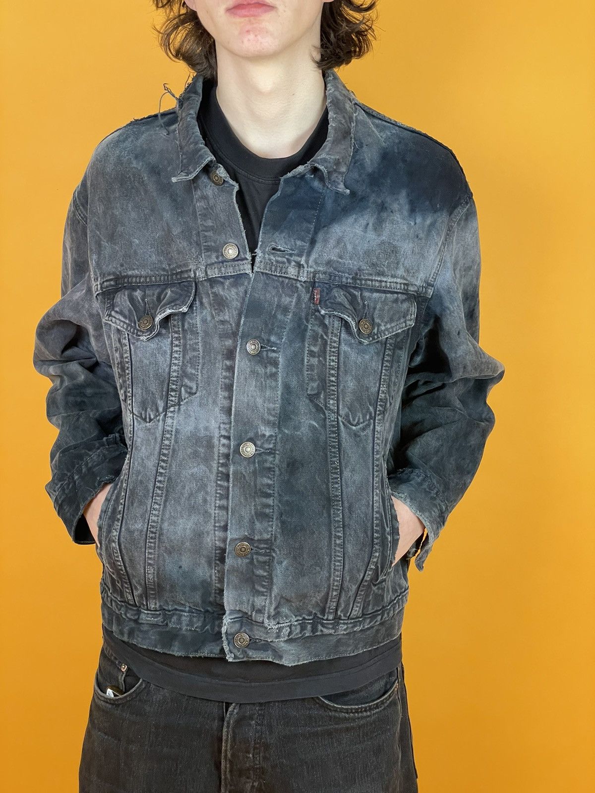 Levi's Distressed ThrashedLevis Trucker Denim jacket UNIQUE RARE Size US M / EU 48-50 / 2 - 2 Thumbnail