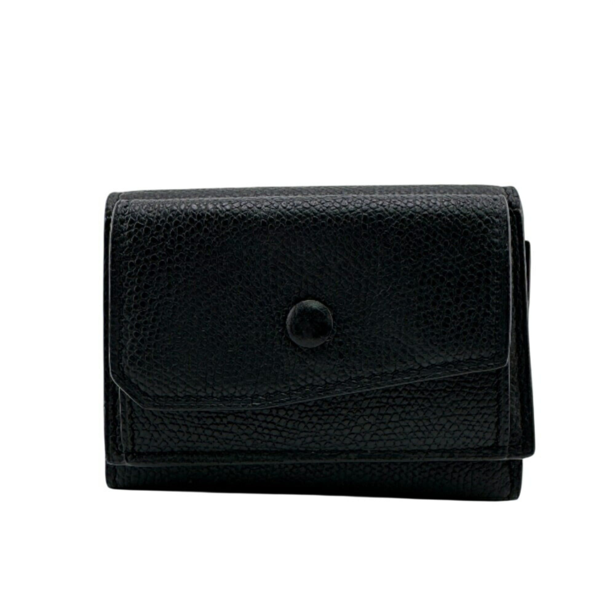 Valextra Compact Purse/Wallet Soft Calfskin Tri-fold Wallet Black Unisex