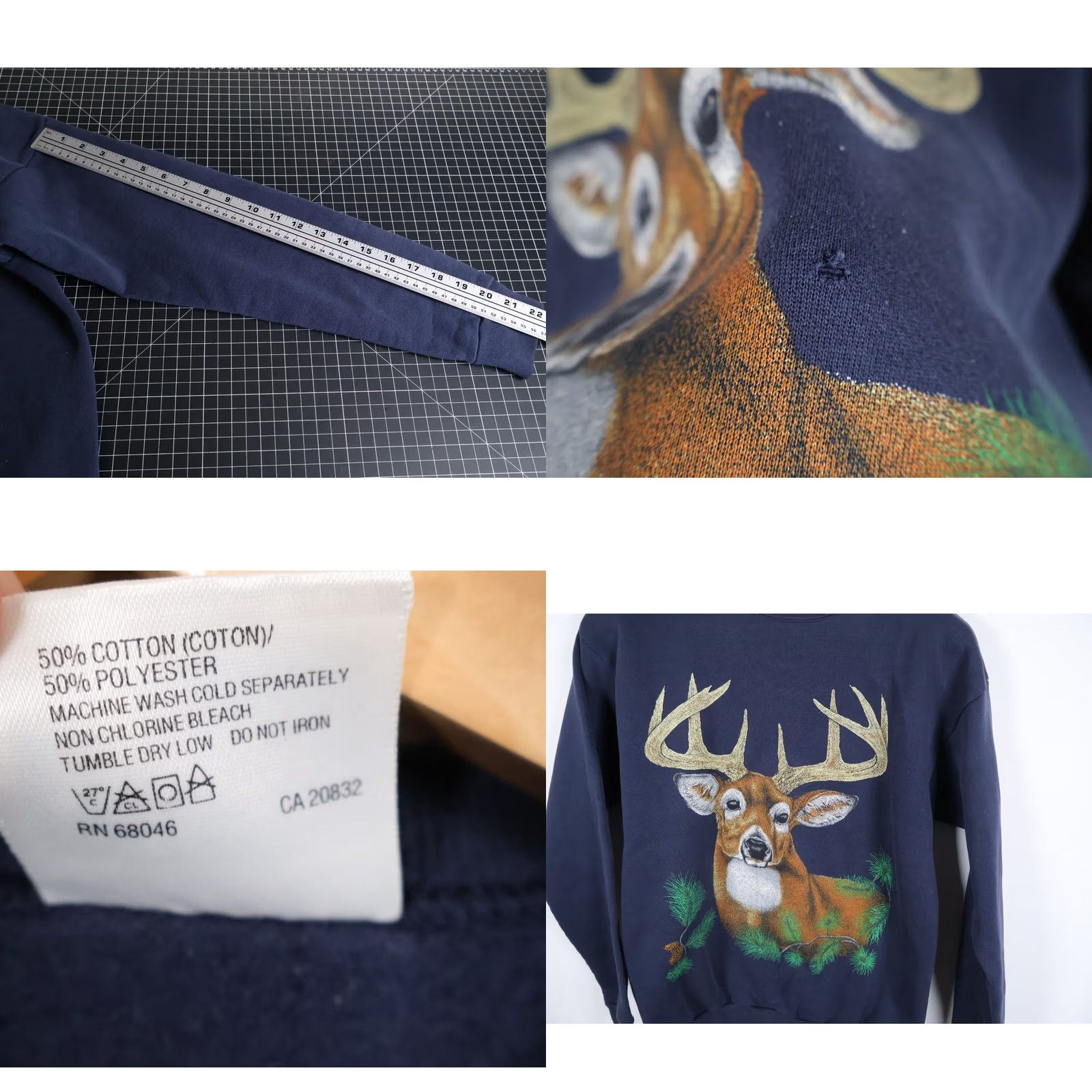 Tultex VINTAGE Tultex Deer Sweatshirt Men's M Dark Blue 50/50 Graphic Print Crewneck VTG Size US M / EU 48-50 / 2 - 8 Thumbnail