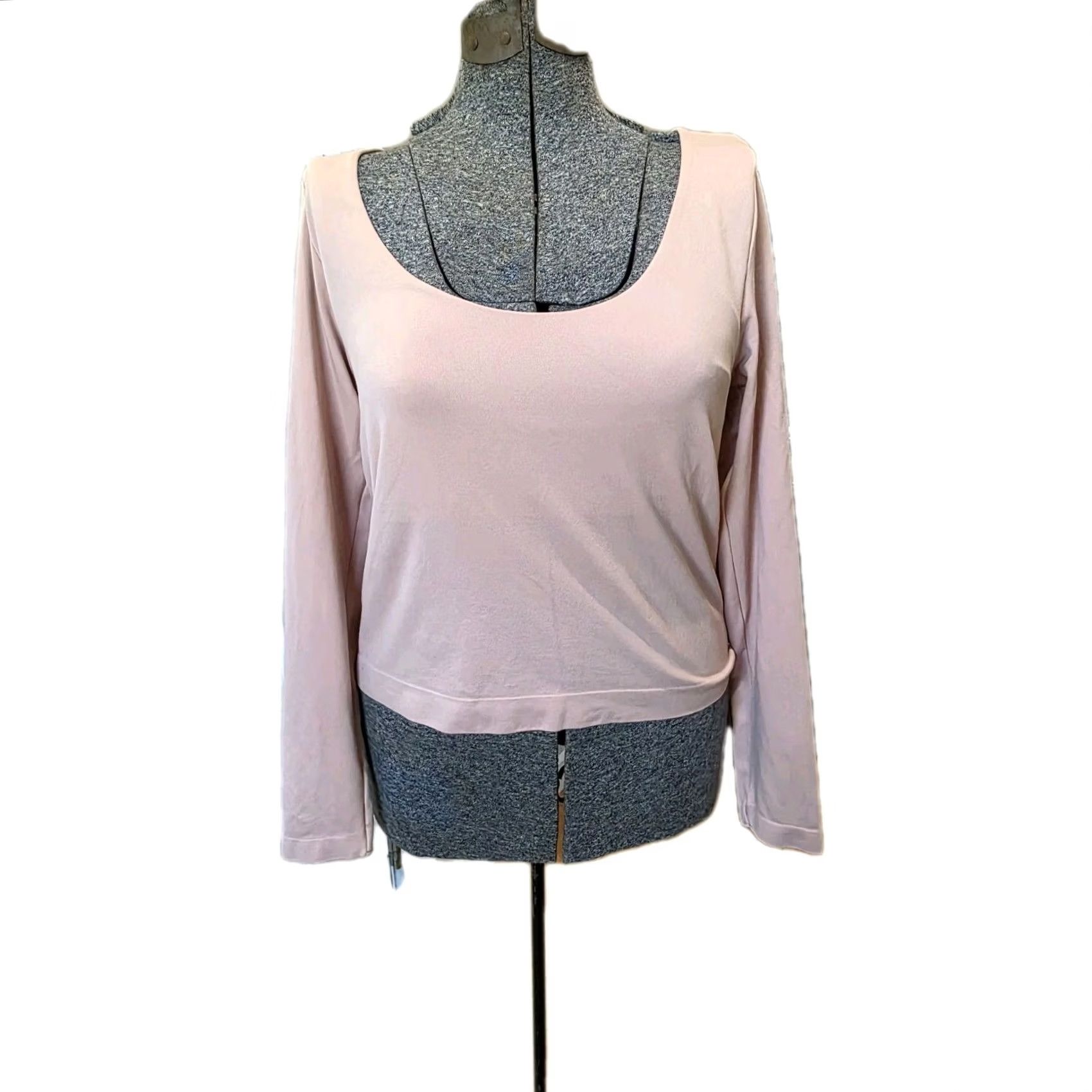 Vintage A New Day Long XL Long Sleeve Sqaude Neck Top Nylon Shirt Womens Pink XL Size XL / US 12-14 / IT 48-50 - 2 Thumbnail