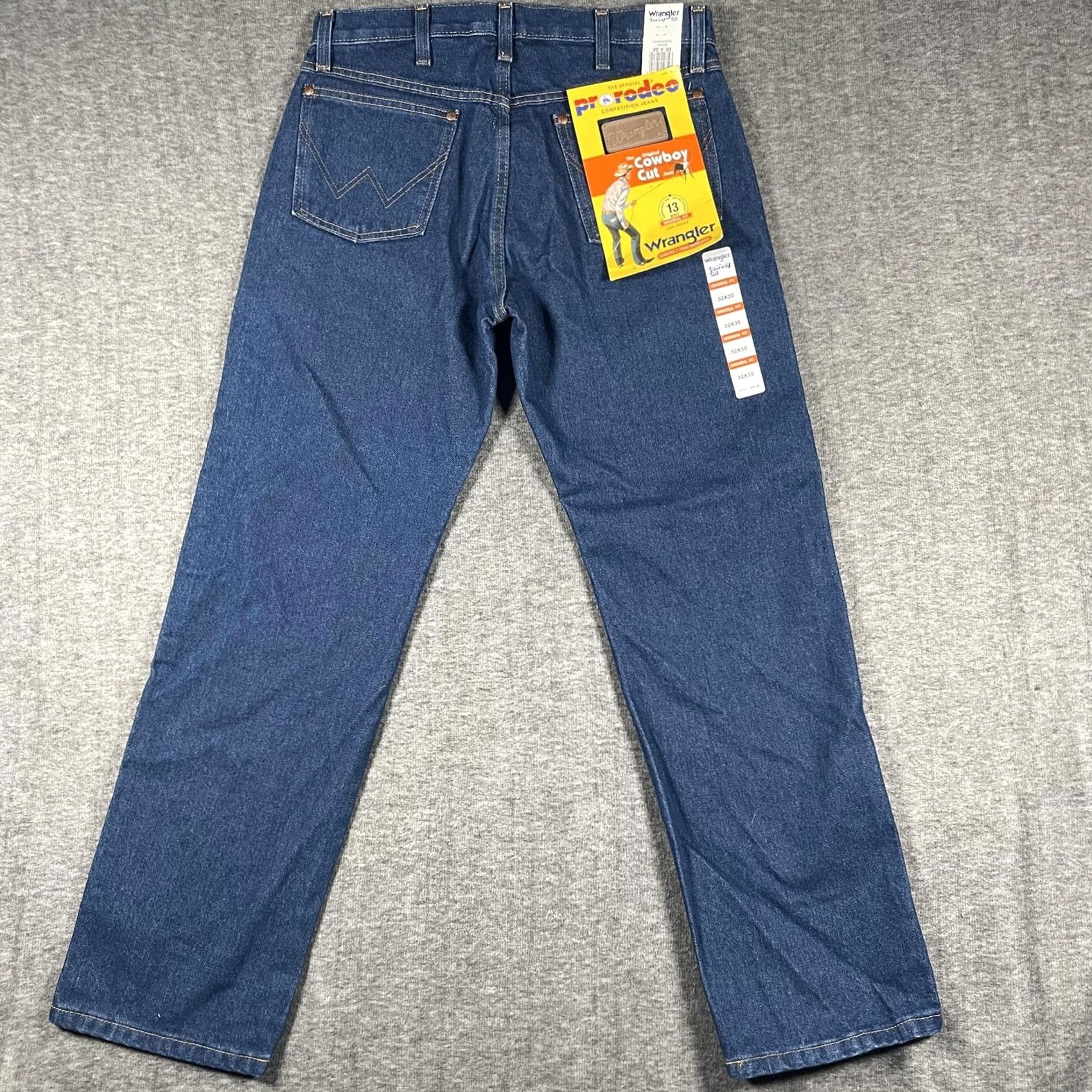 Wrangler Wrangler Jeans Mens 32x30 Blue Cowboy Cut Original Fit 13MWZ Pro Rodeo Western Jeans Pants Regular Denim Dark Blue 32 Mens Size US 32 / EU 48 - 2 Thumbnail