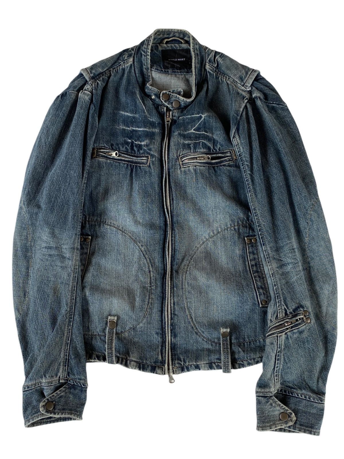 Vintage Vtg Style Mart Denim Jacket Zip Up Flared Size US M / EU 48-50 / 2 - 1 Thumbnail