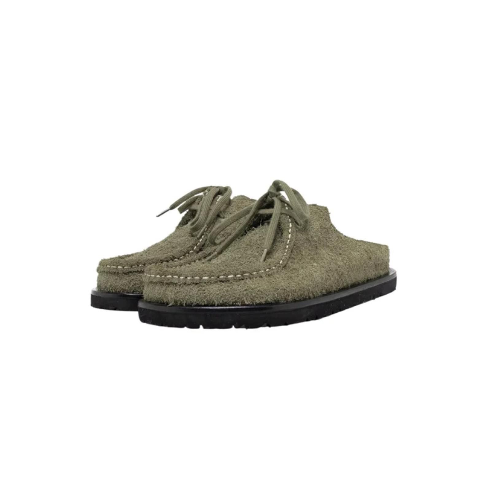 Hand-Stitched Suede Moccasin Mules