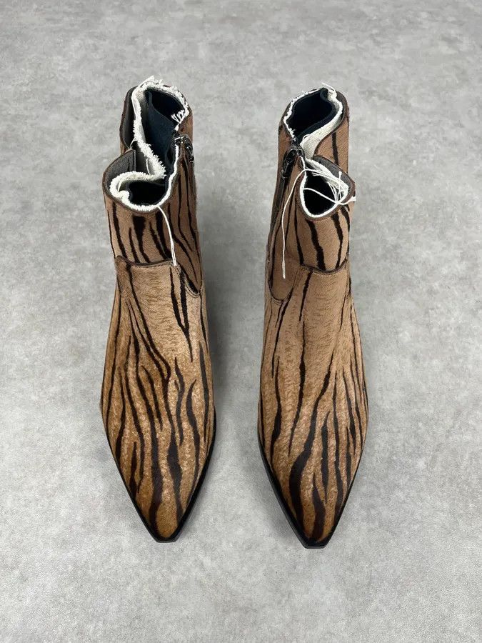 Saint Laurent Paris Saint Laurent Taupe Suede Tiger Stripe Boots Size US 9 / IT 39 - 5 Thumbnail