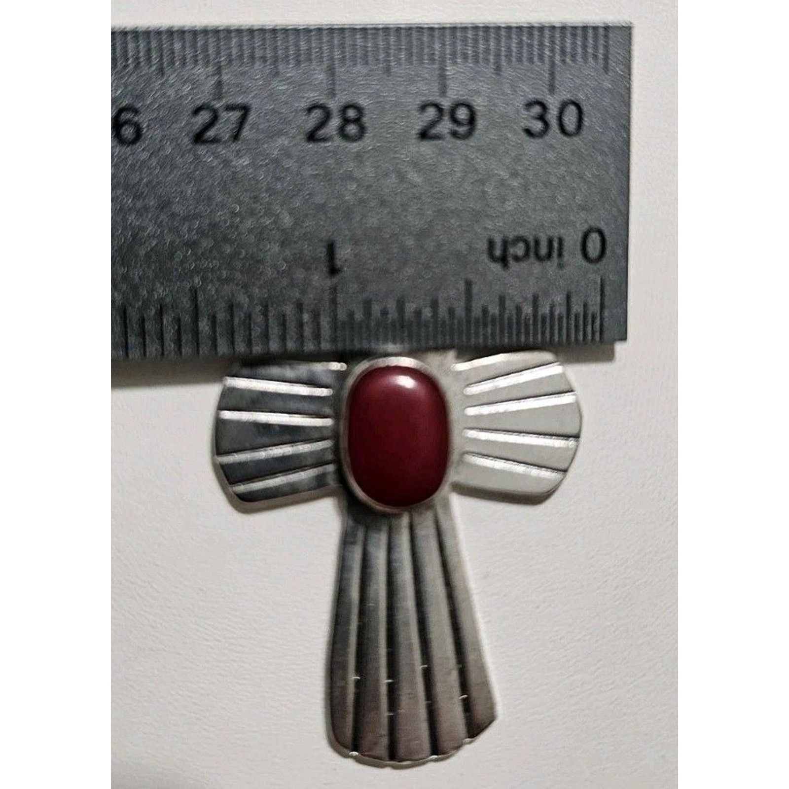 Other Vintage Chunky Sterling Silver Cross Red Jasper Stone Size ONE SIZE - 6 Thumbnail