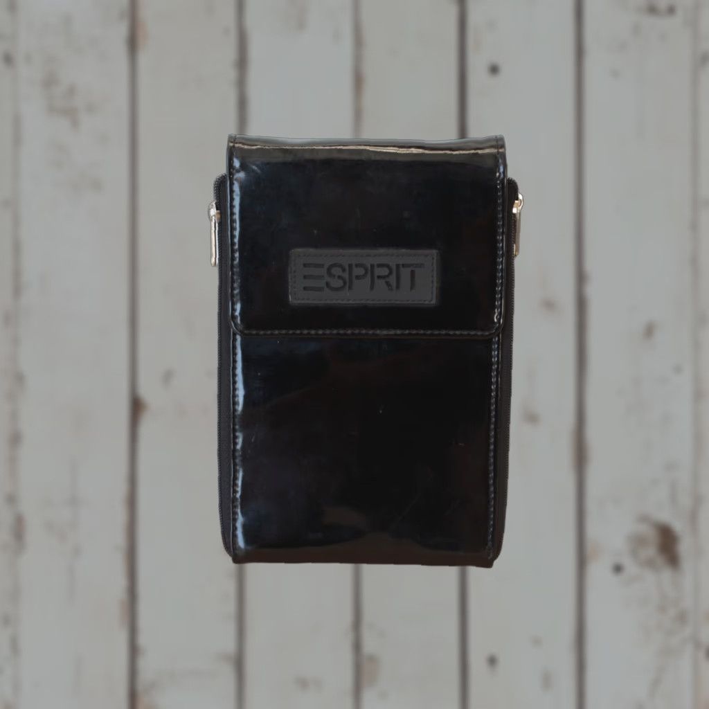 Esprit VINTAGE Esprit Black Patent Leather Wallet Womens Zip-Around 80s 90s Credit Card Folding Fast Shipping Size ONE SIZE - 1 Thumbnail