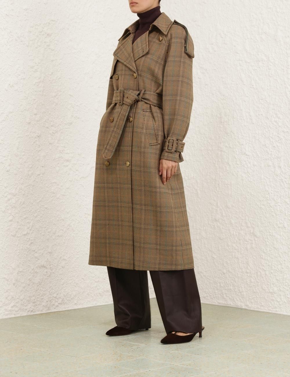 Zimmermann oc11z0725 Eden Checked Trench Coat in Multicolor Size M / US 6-8 / IT 42-44 - 5 Thumbnail