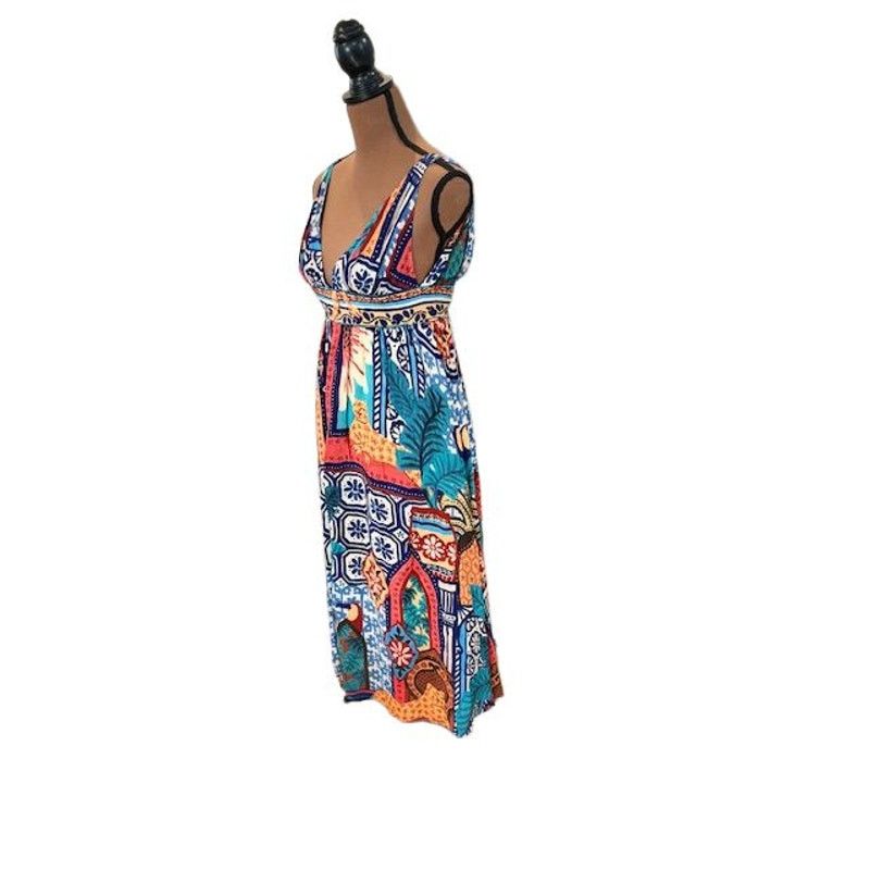 Farm Rio Farm Rio Sleeveless Forest Tiles V-Neck Midi Dress – Size XS Size XS / US 0-2 / IT 36-38 - 6 Thumbnail