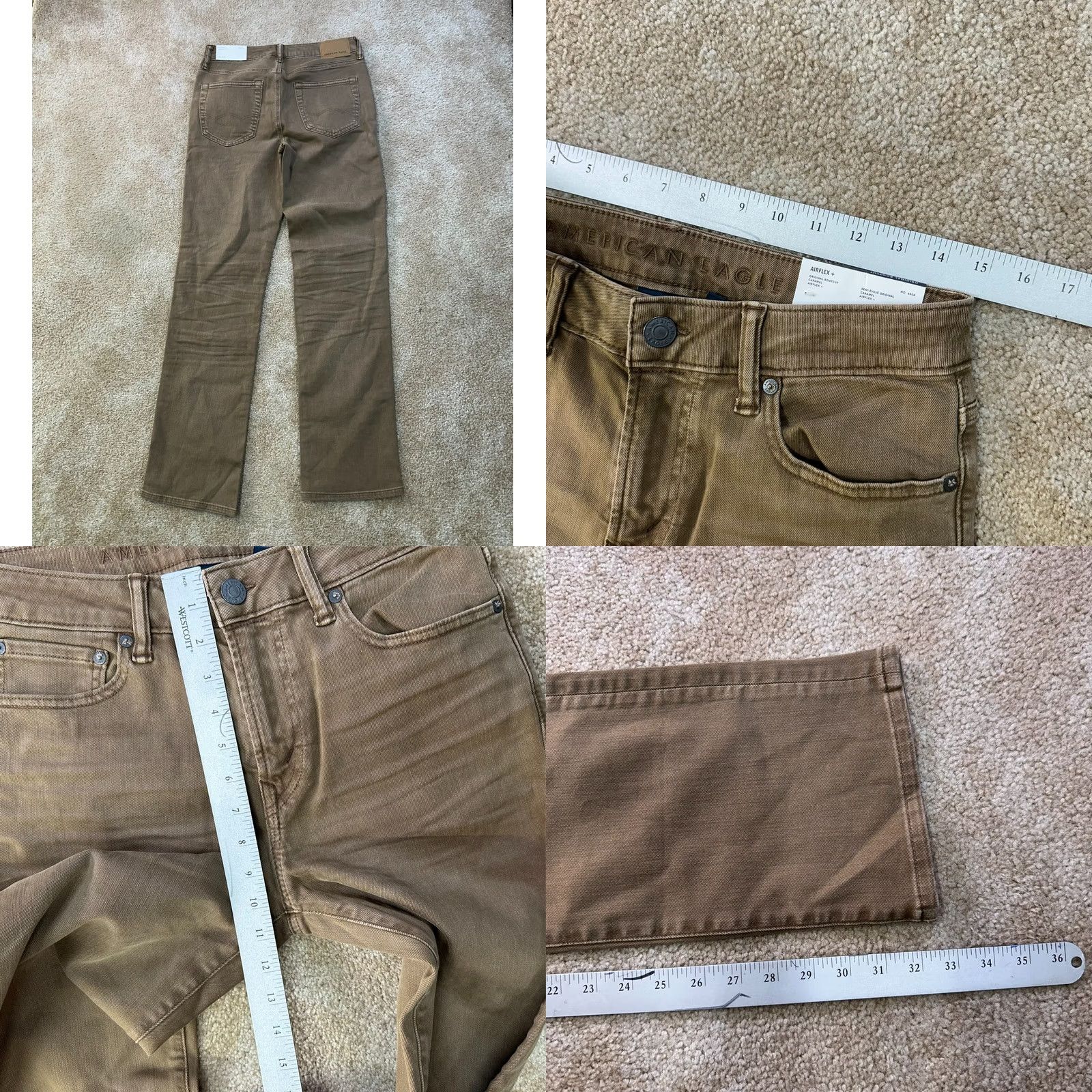 American Eagle Outfitters American Eagle Outfitters Original Bootcut Jeans Men's 29x34 Jeans Brown 5-Pocket Stretch Denim Regular Inseam 34" Size US 29 - 8 Thumbnail
