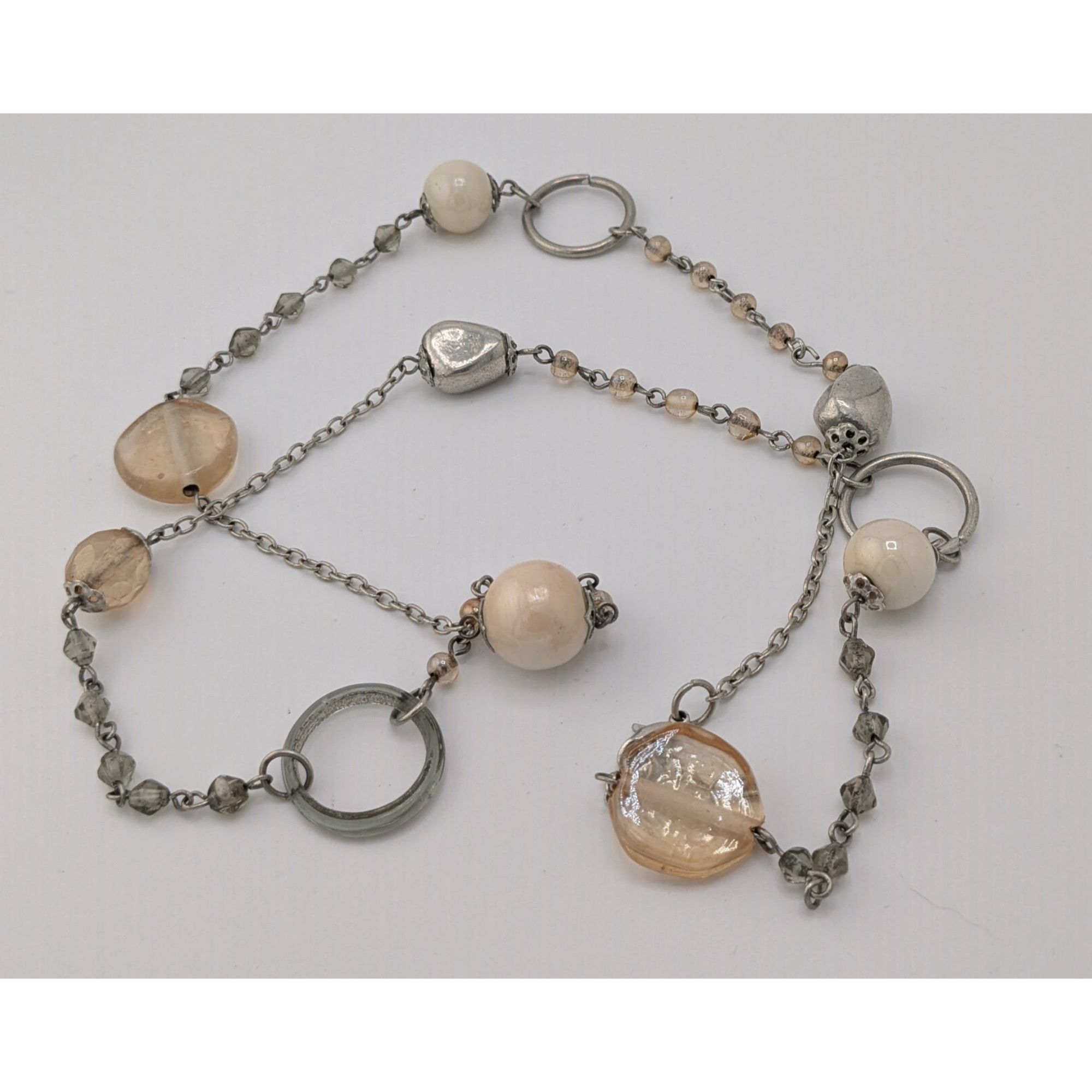 Other Y2K Style Cream Tone Glass Beaded Station Necklace Size ONE SIZE - 5 Thumbnail