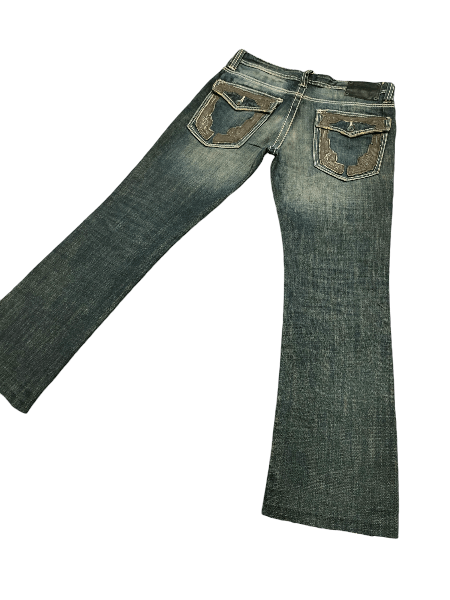 semanticdesign Flare Jeans Semantic Design Gun Embroidered Distress Bootcut Size US 31 - 1 Thumbnail