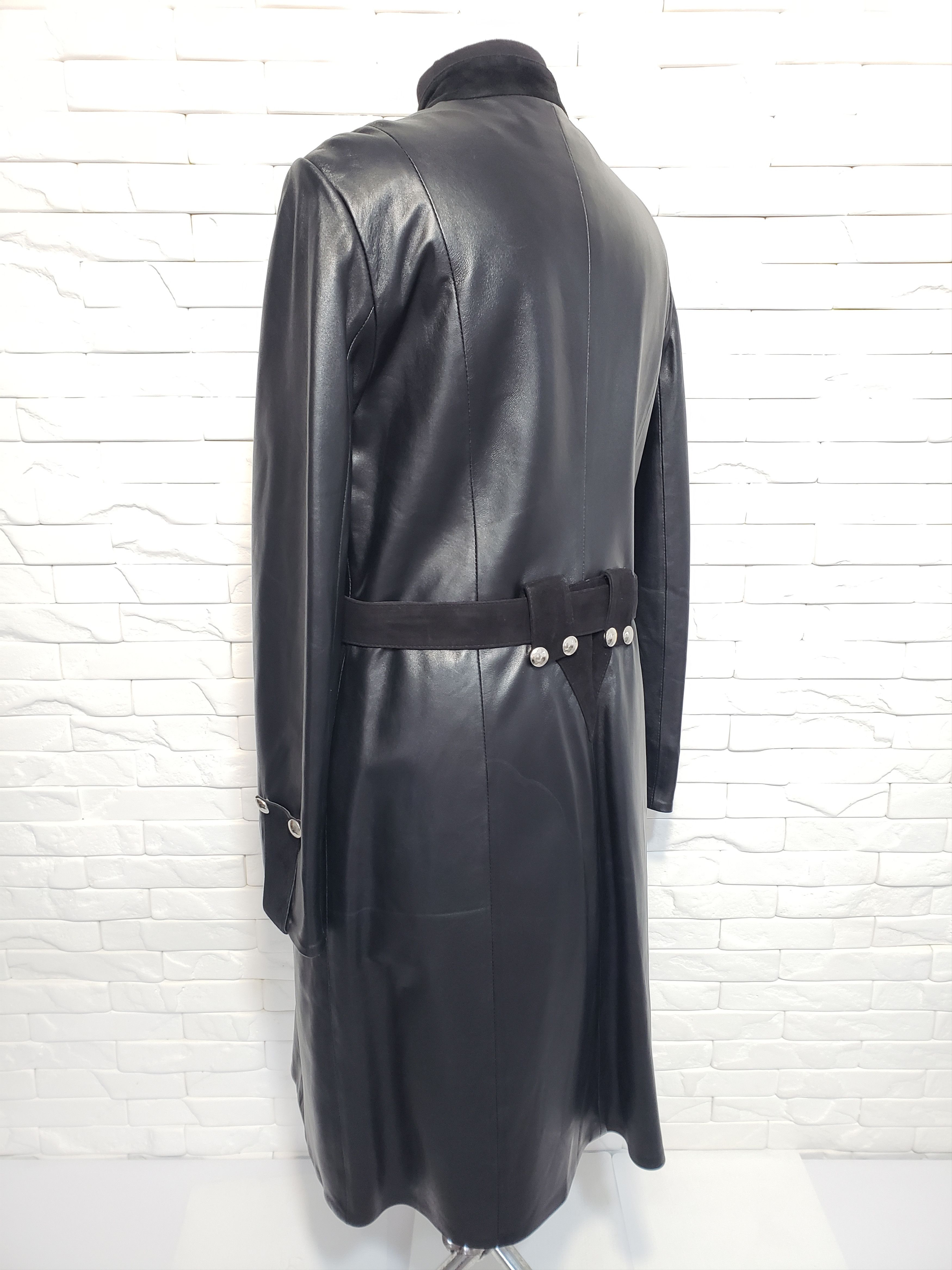 Genuine Leather Women black leather raincoat. Size XL / US 12-14 / IT 48-50 - 6 Thumbnail