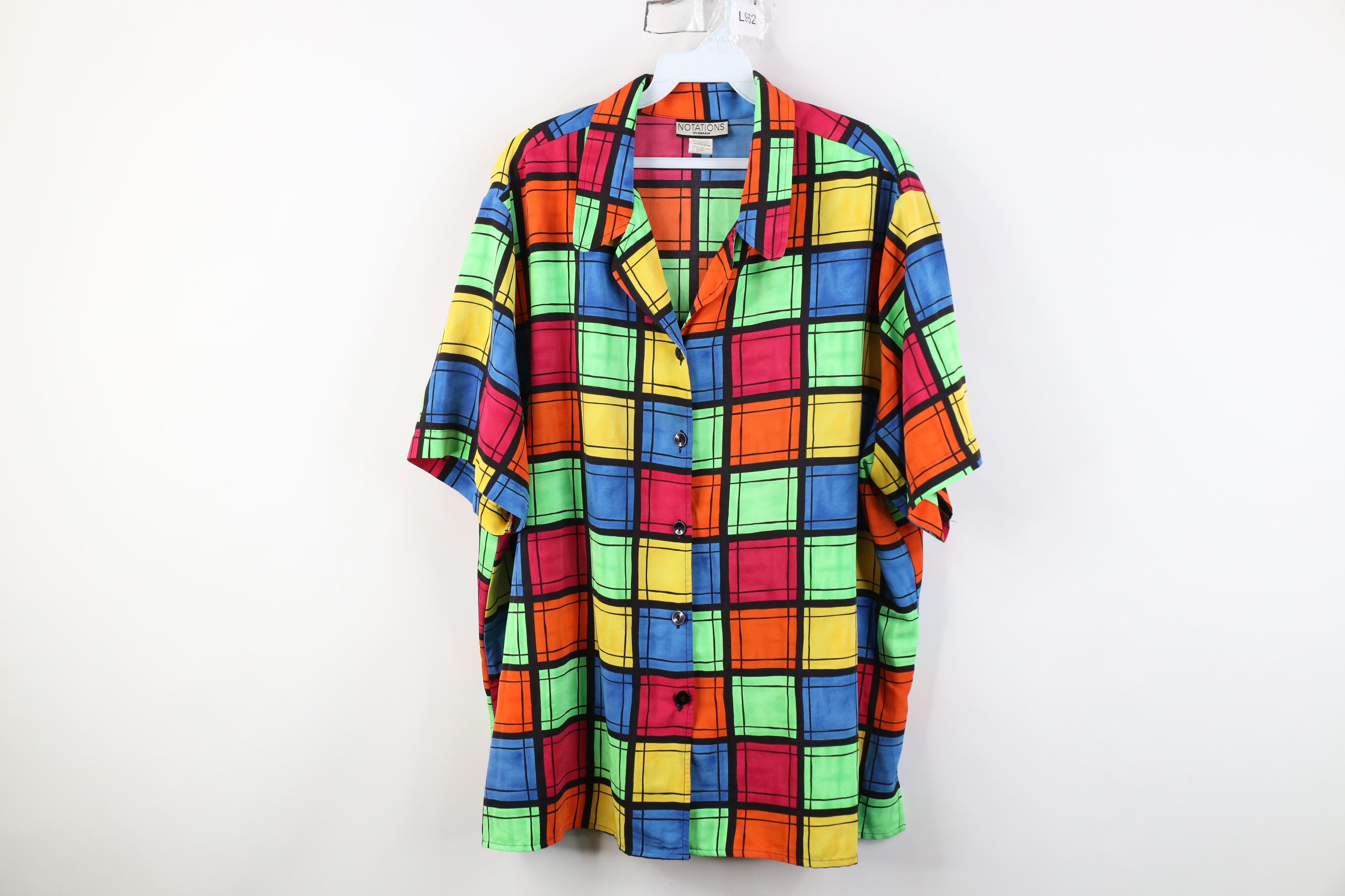 Vintage Vintage 90s Streetwear Checkered Camp Collar Button Shirt Size XXL / US 16-18 / IT 52-54 - 1 Thumbnail