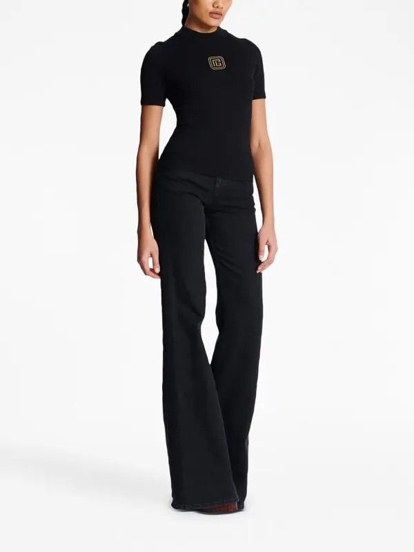 Balmain o1s1wg110825 Retro Logo T-Shirt in Black Size M / US 6-8 / IT 42-44 - 4 Thumbnail