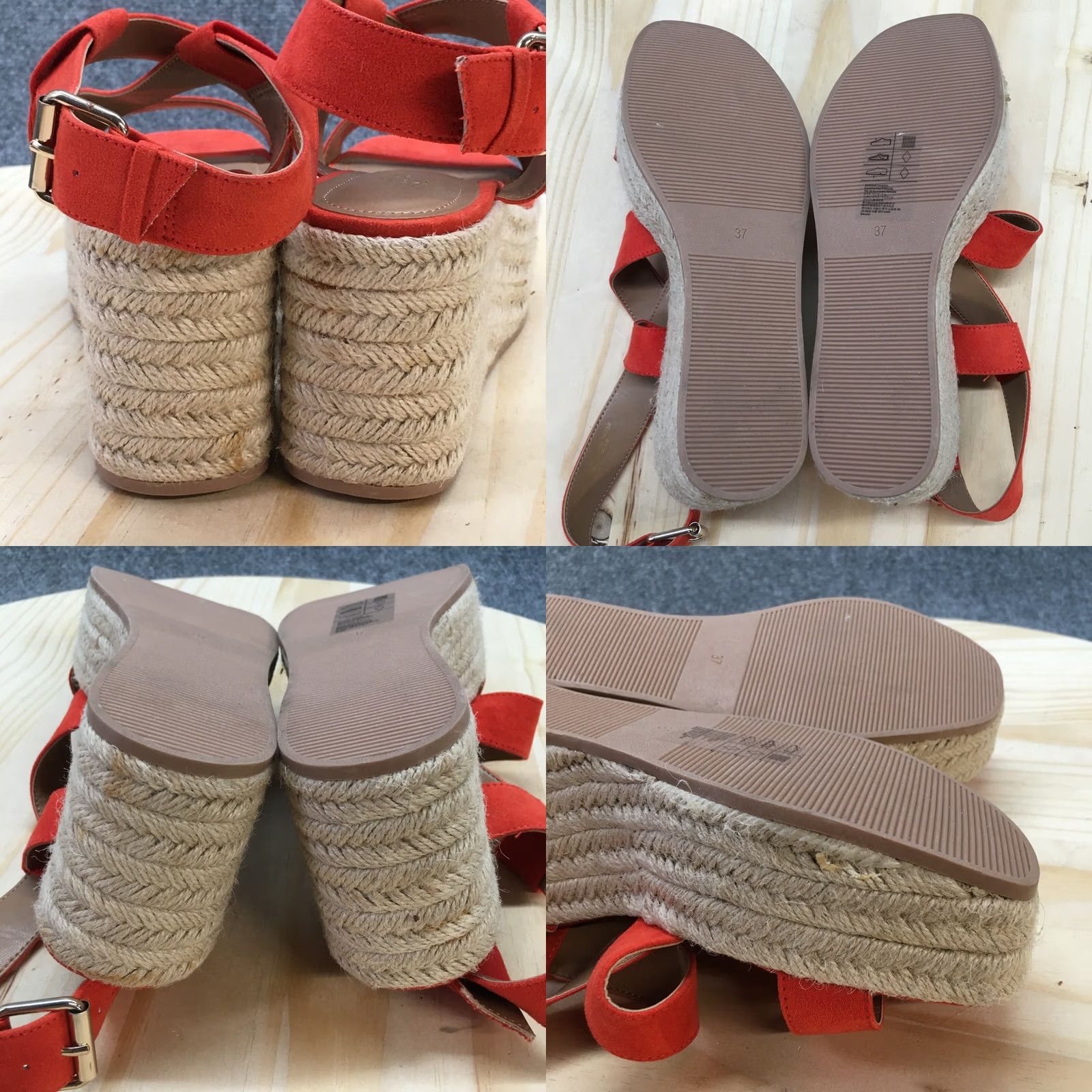 H&M H&M Sandal Womens 37 Orange Slingback Open Toe Espadrille Wedge Platform Suede Size US 6 / IT 36 - 8 Thumbnail