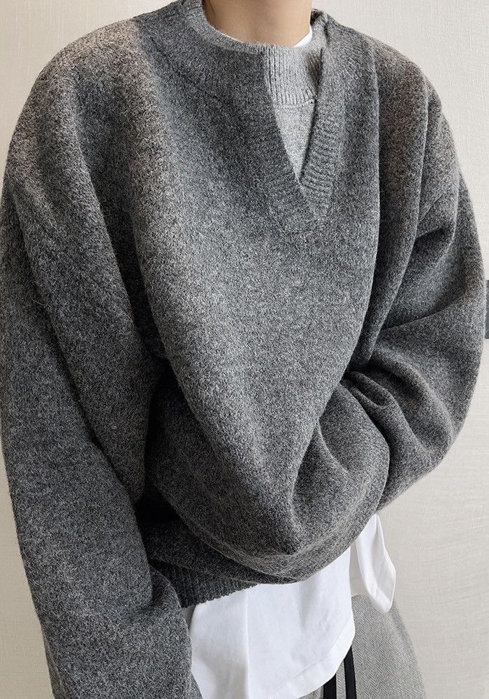 Japanese Brand × Vintage Cleanfit retro punk double layer effect sweater knitwear Size US M / EU 48-50 / 2 - 2 Thumbnail