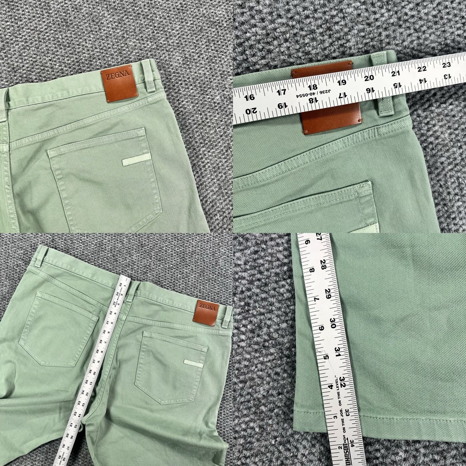 Z Zegna ZEGNA Roccia Jeans Mens 42x34 Green Stretch Cotton Straight Leg 5-Pocket Denim Size US 42 / EU 58 - 8 Thumbnail
