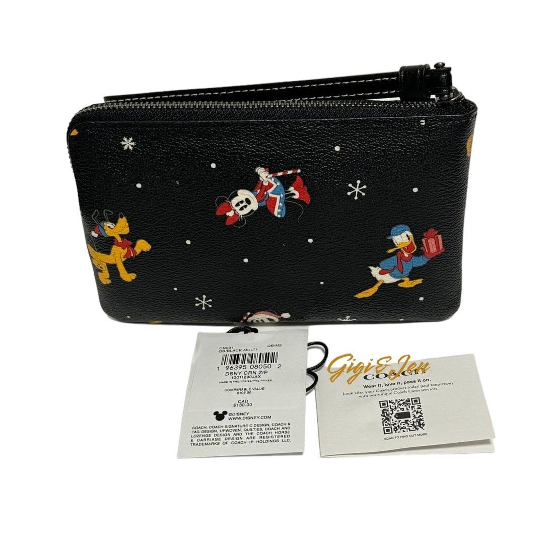 Coach Disney X Coach Corner Zip Wristlet With Holiday Print New Size ONE SIZE - 4 Thumbnail
