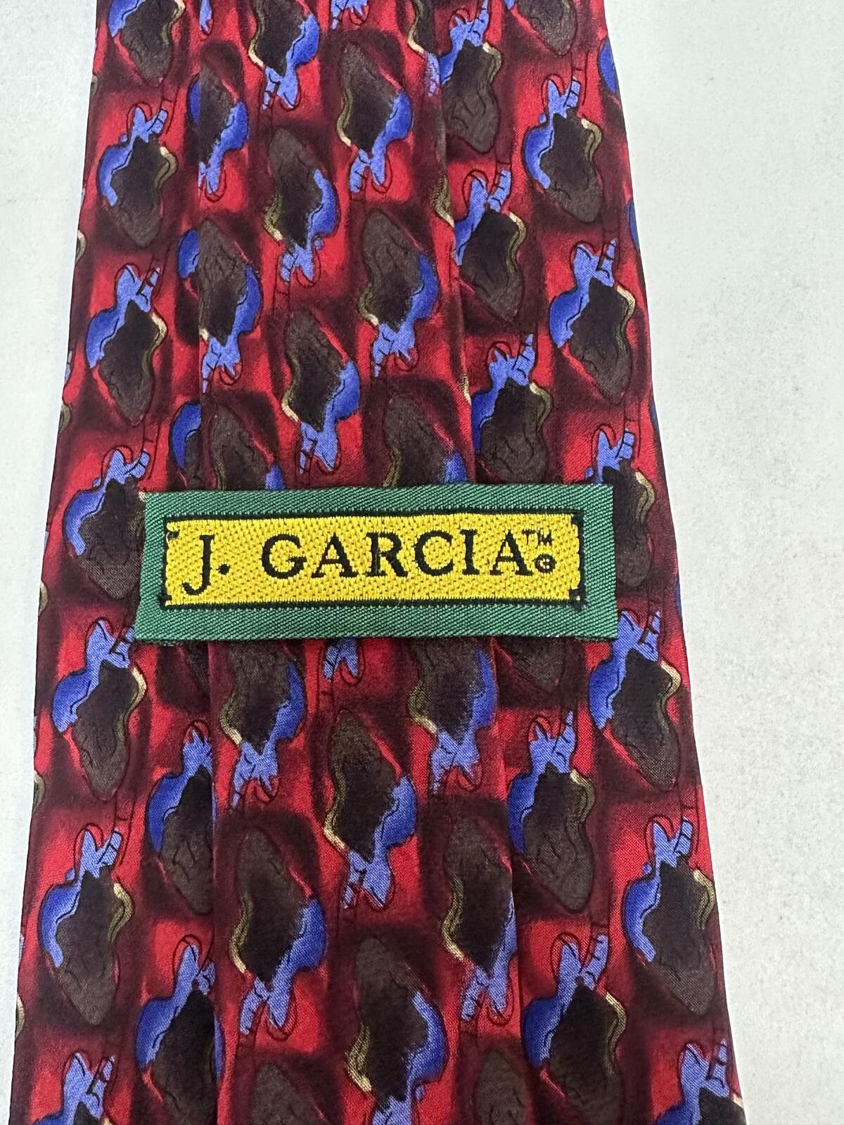 Other Vintage J. Garcia 100% silk tie red/blue/grey geometric Size ONE SIZE - 2 Thumbnail