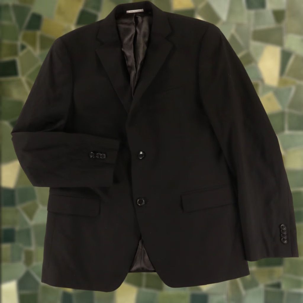 Alfani Jacket 40R Black Slim Recycled Polyester Blend Blazer Hopsack Men Notch Lapel Single-Breasted Business Casual 2 Piece Blazer Jacket Coat