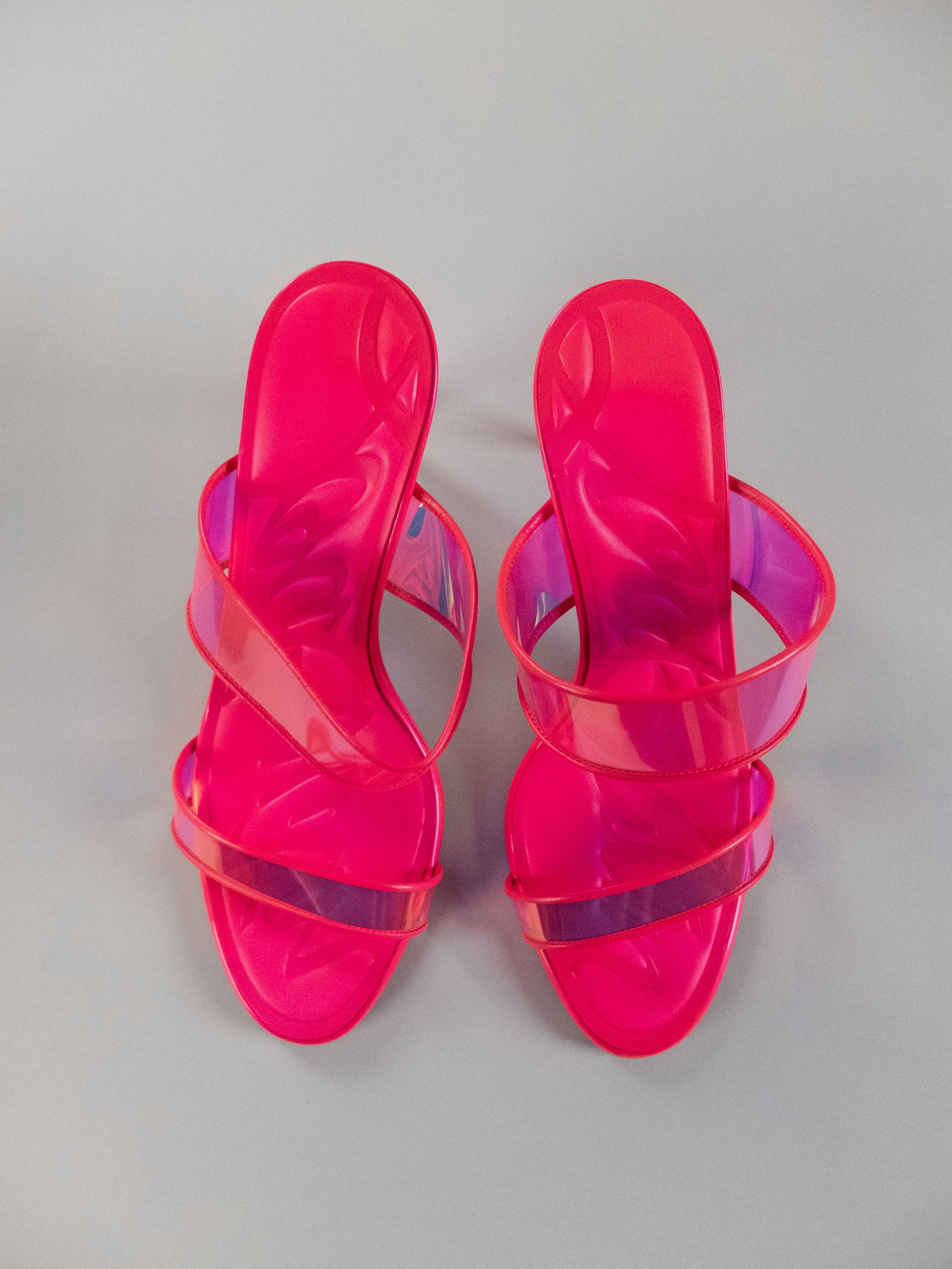 Christian Louboutin CHRISTIAN LOUBOUTIN Just Loubi pink PVC leather trim mules Size US 8.5 / IT 38.5 - 7 Thumbnail