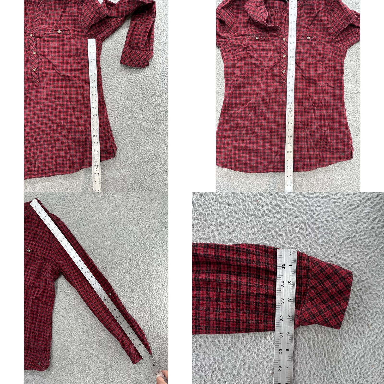 Eddie Bauer Eddie Bauer Red Plaid Flannel Button Henley Roll Tab Sleeve Shirt Top Size M Womens Size M / US 6-8 / IT 42-44 - 8 Thumbnail