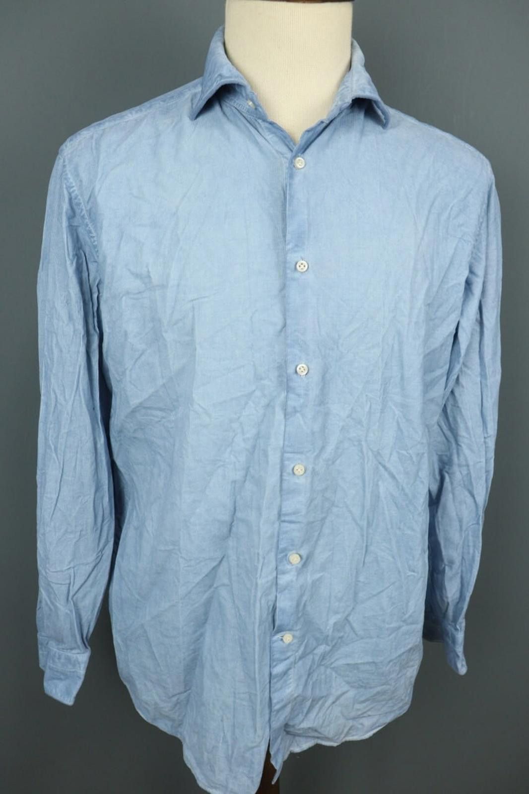 Designer Boggi Milano Custom Fit Blue Button Down Shirt Size XXL Size US XXL / EU 58 / 5 - 6 Thumbnail