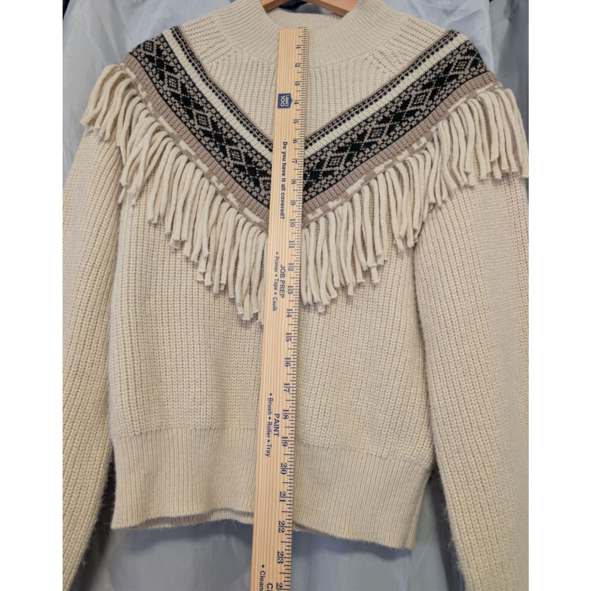 Z Supply Z Supply Womens S Stone Tan Aztec North Fringe Mock Neck Kni Size S / US 4 / IT 40 - 4 Thumbnail