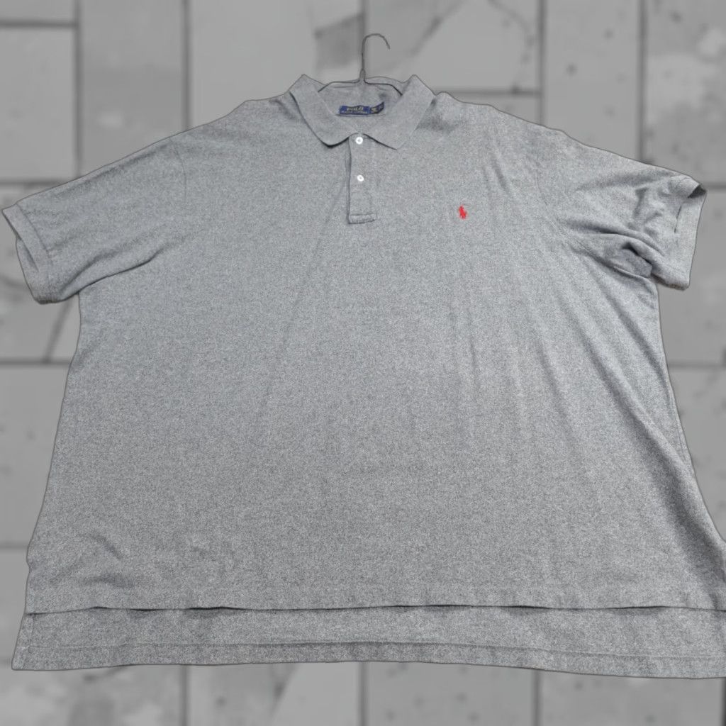 Polo Ralph Lauren VINTAGE Polo Ralph Lauren Polo Shirt Big 4X Gray Heather Solid Short Sleeve Collared Button USA Mens Size US XXL / EU 58 / 5 - 1 Thumbnail