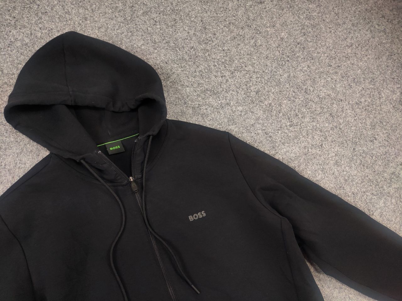 Hugo Boss Boss Through Saggy Black Logo Zip Pocket Hoodie Sweatshirt Size US L / EU 52-54 / 3 - 6 Thumbnail