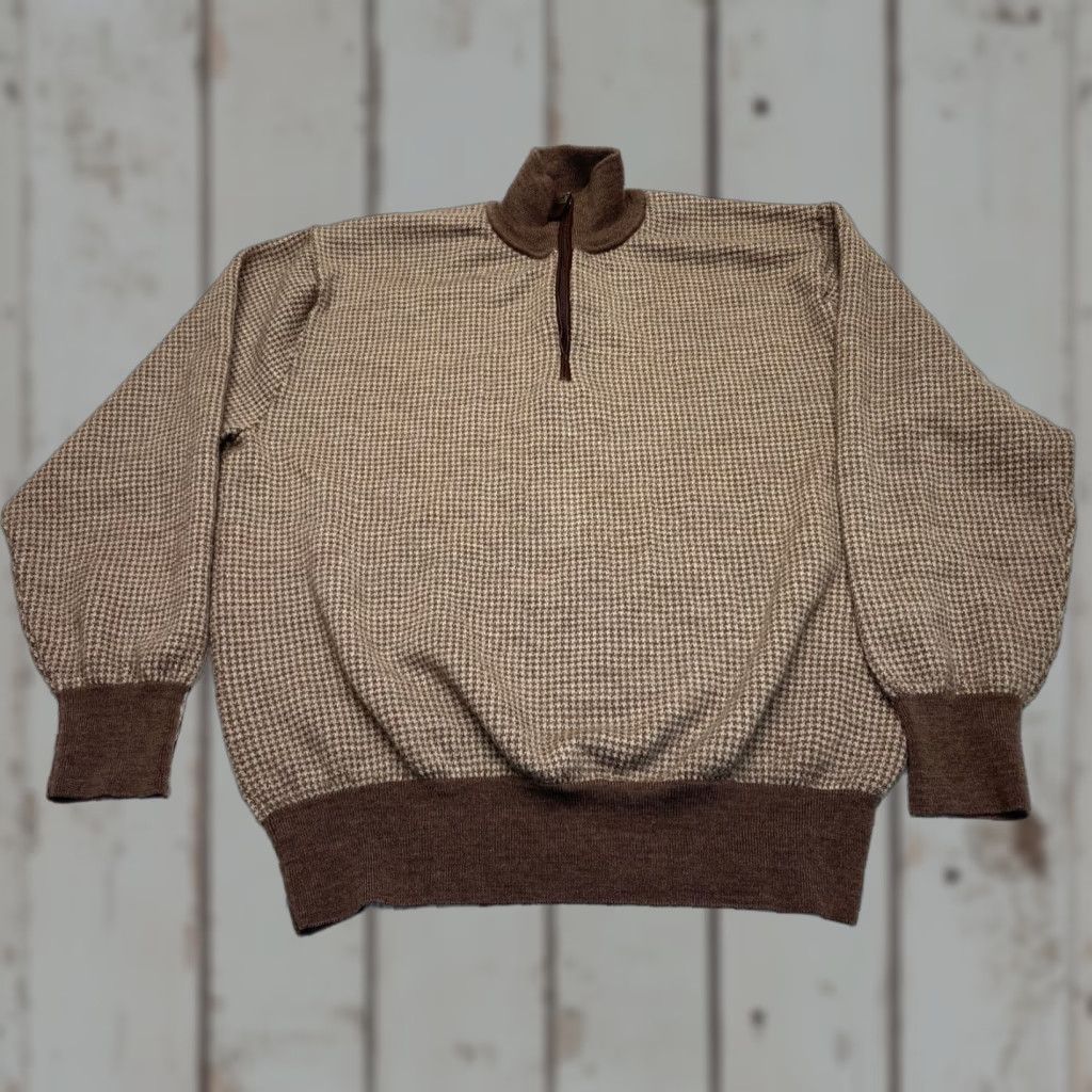 Orvis VINTAGE Orvis 1/4 Zip Sweater 100% Merino Wool Brown 2XL Men's Golf Houndstooth Size US XXL / EU 58 / 5 - 1 Thumbnail