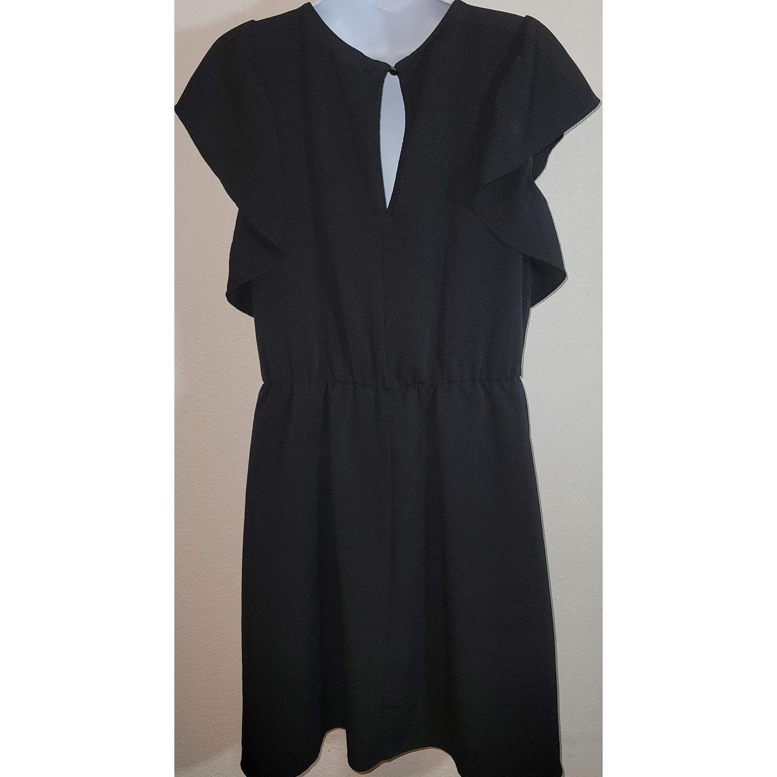 Other Xhilaration Black Ruffled Sleeves Mini Dress M Keyhole Back Size M / US 6-8 / IT 42-44 - 3 Thumbnail