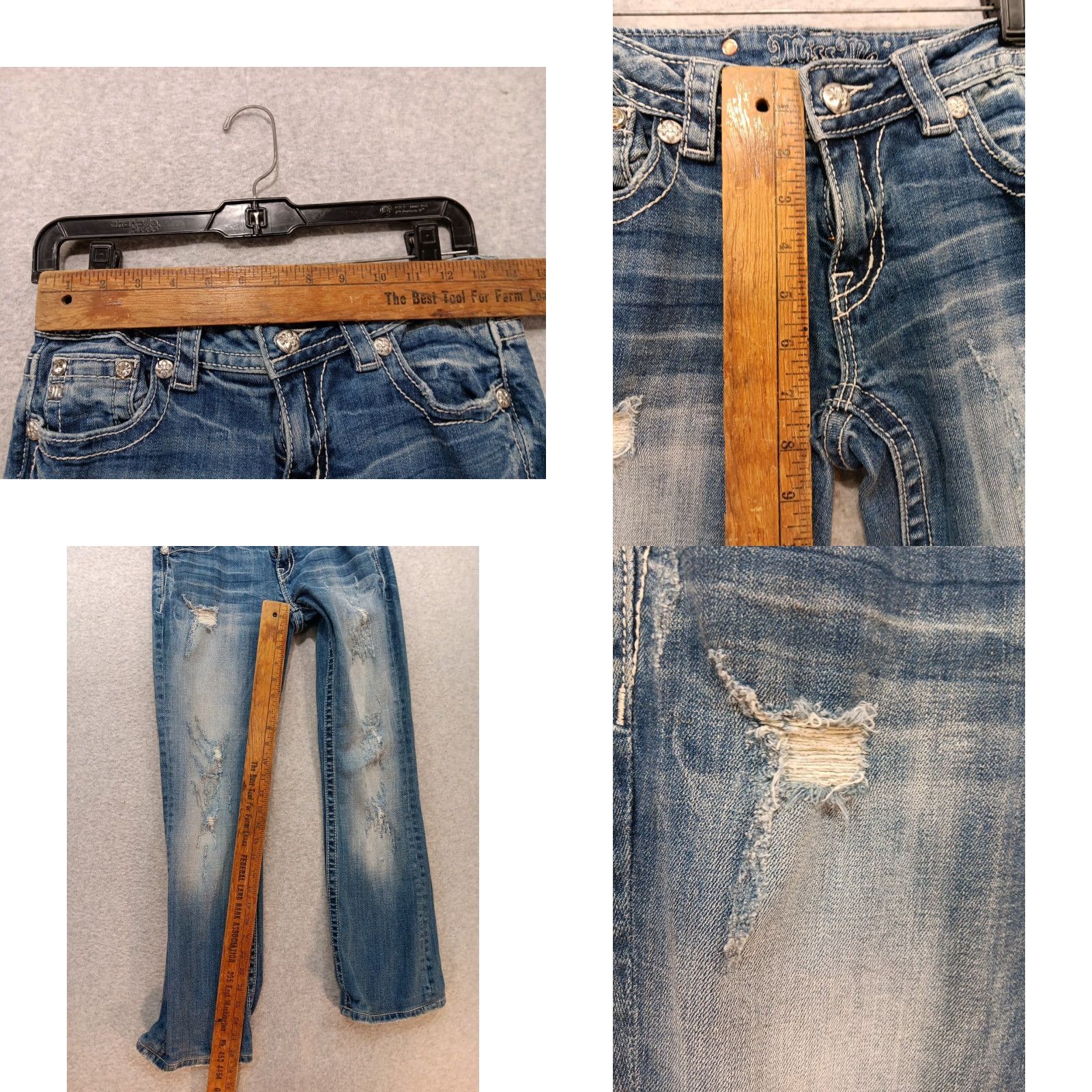 Miss Me VINTAGE Miss Me Jeans Women's 27 × 29 Boot Cut Distressed Medium Wash Cross Logo Modern Classic Jeans Womens Size 27" / US 4 / IT 40 - 8 Thumbnail