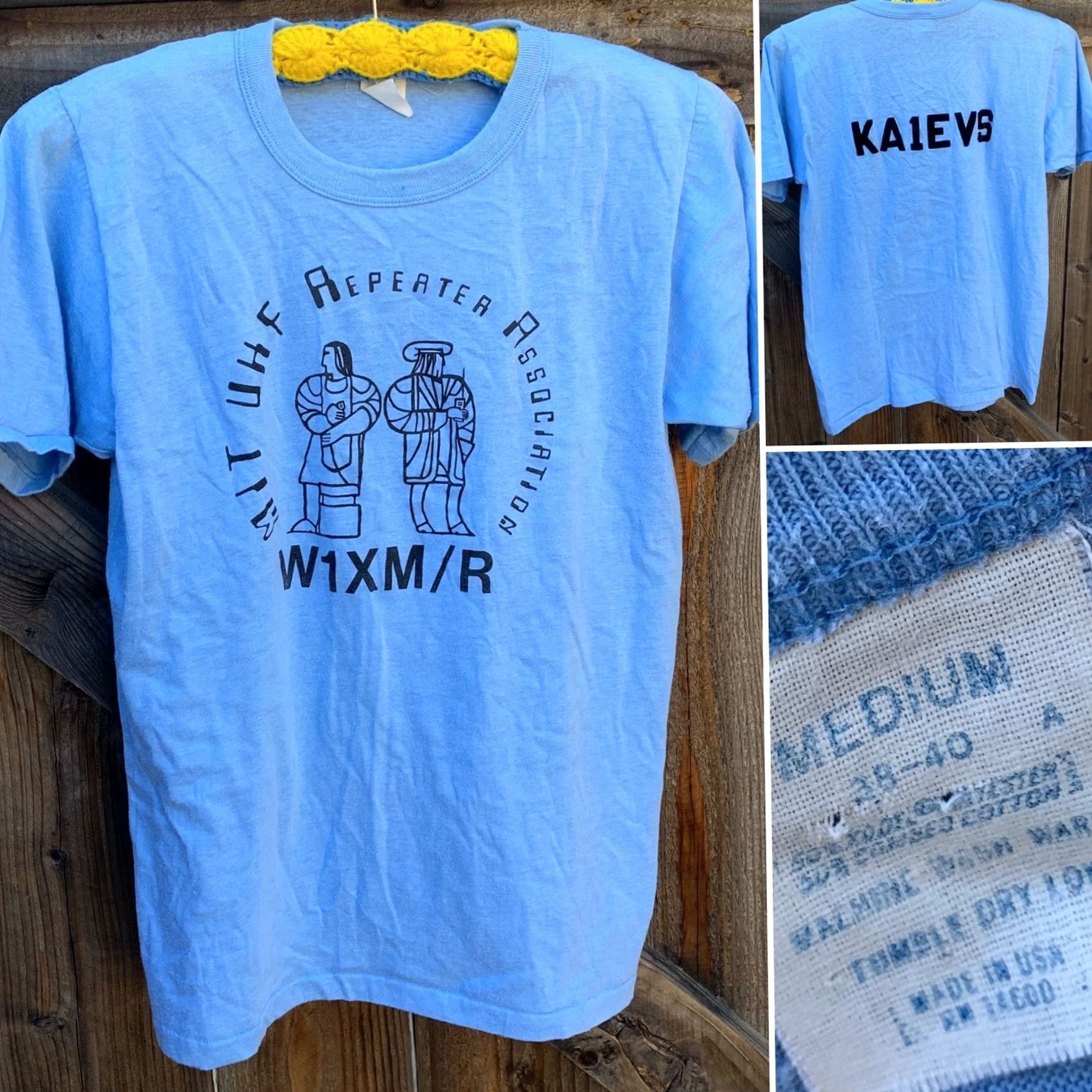 Vintage VINTAGE MIT UHF Repeater Association W1XM R T Shirt KA1EVS Size M Medium Blue Graphic Tee Mens 1980s Size US M / EU 48-50 / 2 - 2 Thumbnail