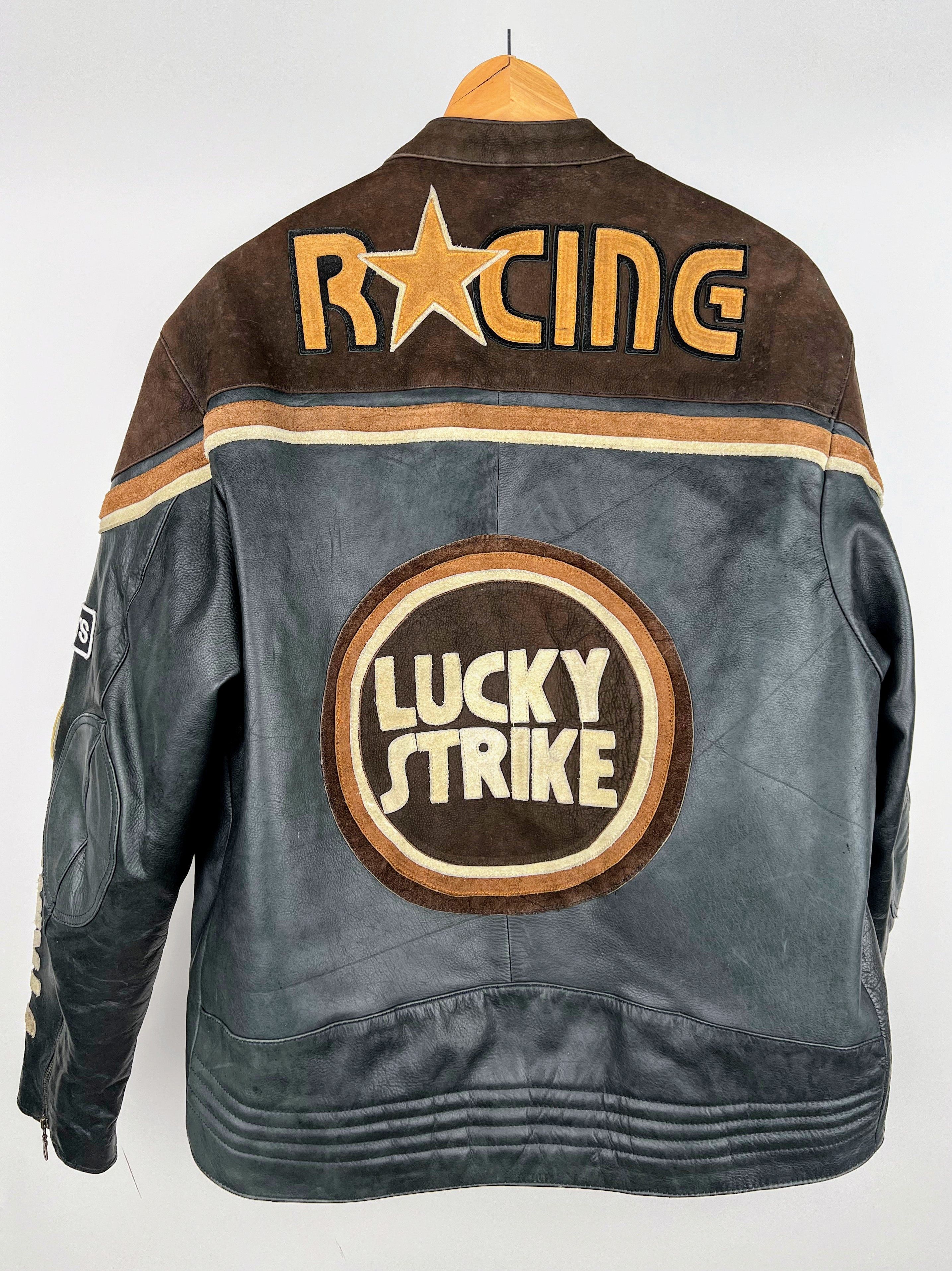 Other 🔥🔥 RARE LUCKY STRIKE LEATHER JACKET RETRO STREETWEAR Size US L / EU 52-54 / 3 - 4 Thumbnail