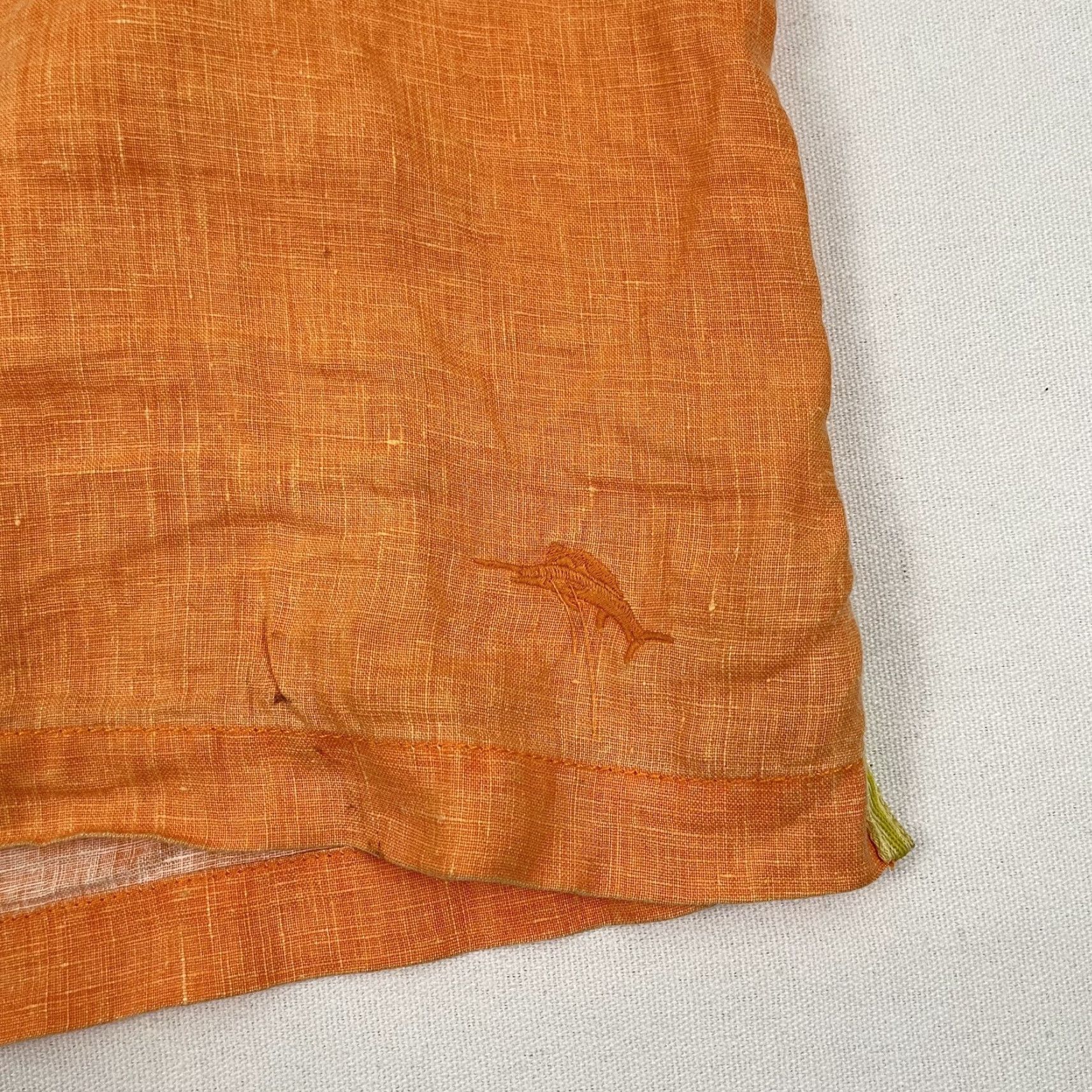 Tommy Bahama Tommy Bahama Shirt Mens XL Orange 100% Linen Hawaiian Camp Hook n Loop Button Up Size US XL / EU 56 / 4 - 6 Thumbnail