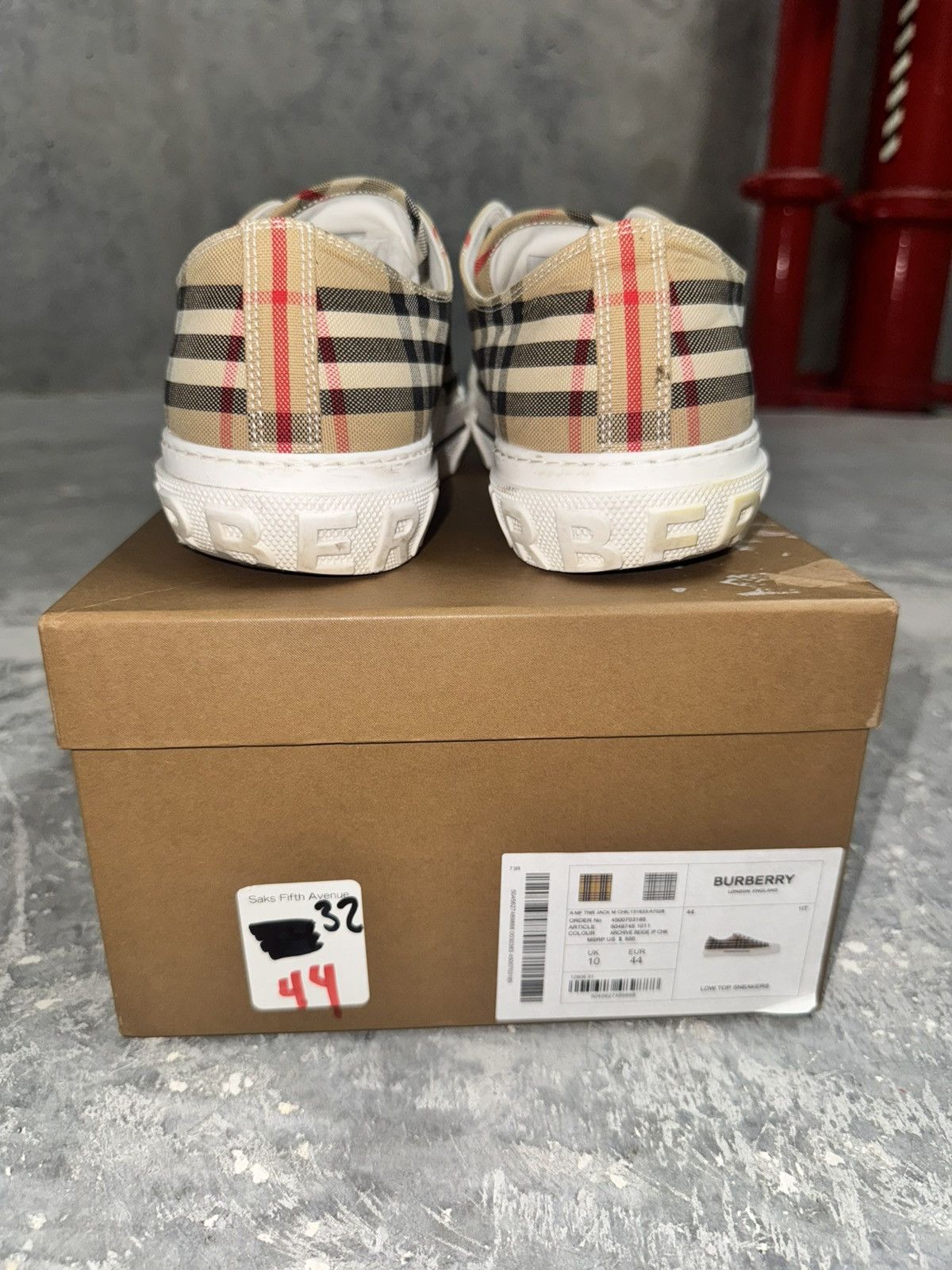 Burberry Burberry Beige Check Sneakers Size US 11 / EU 44 - 4 Thumbnail