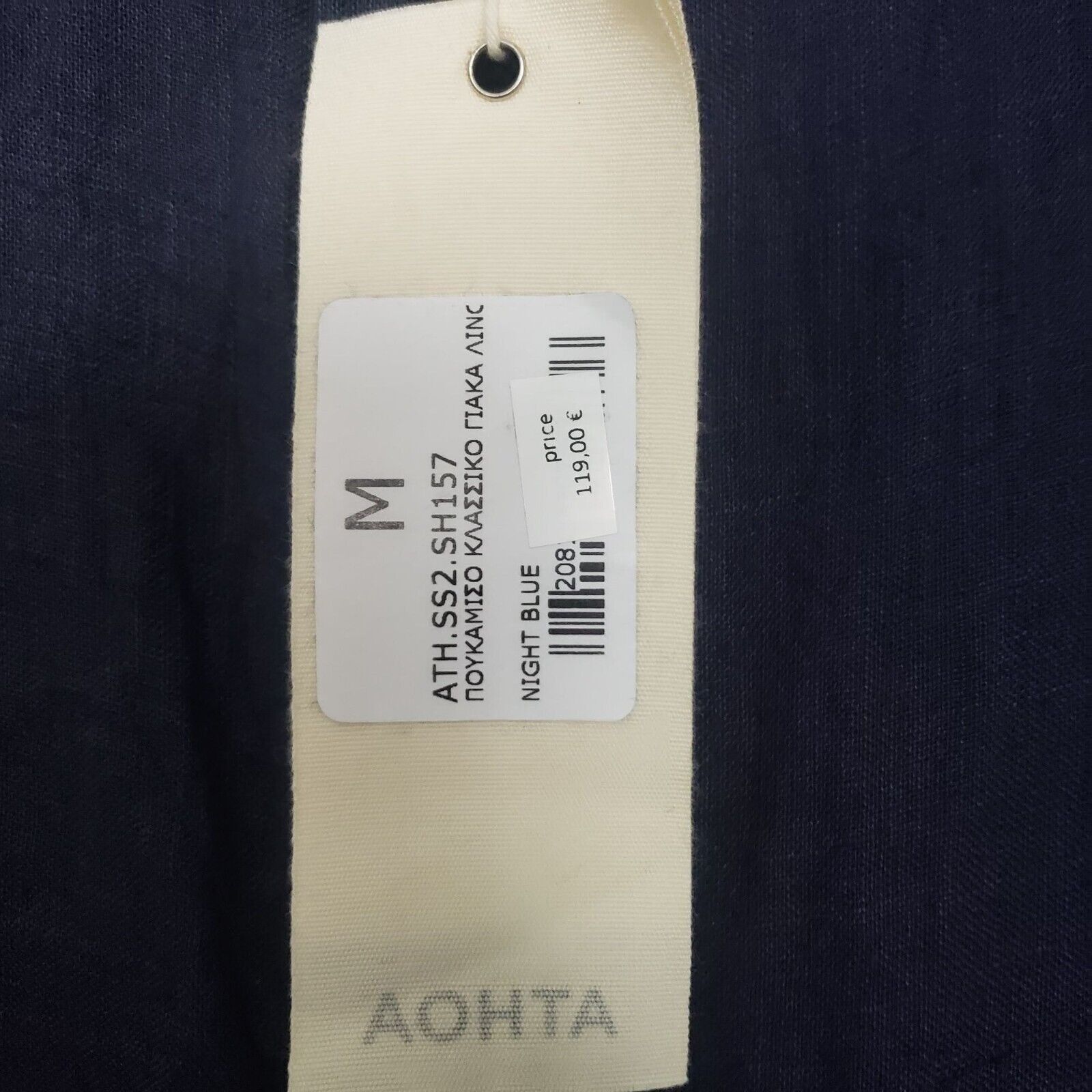 Designer NEW Athoa Athens Linen Shirt Mens Size Medium Night Blue Size M / US 6-8 / IT 42-44 - 4 Thumbnail