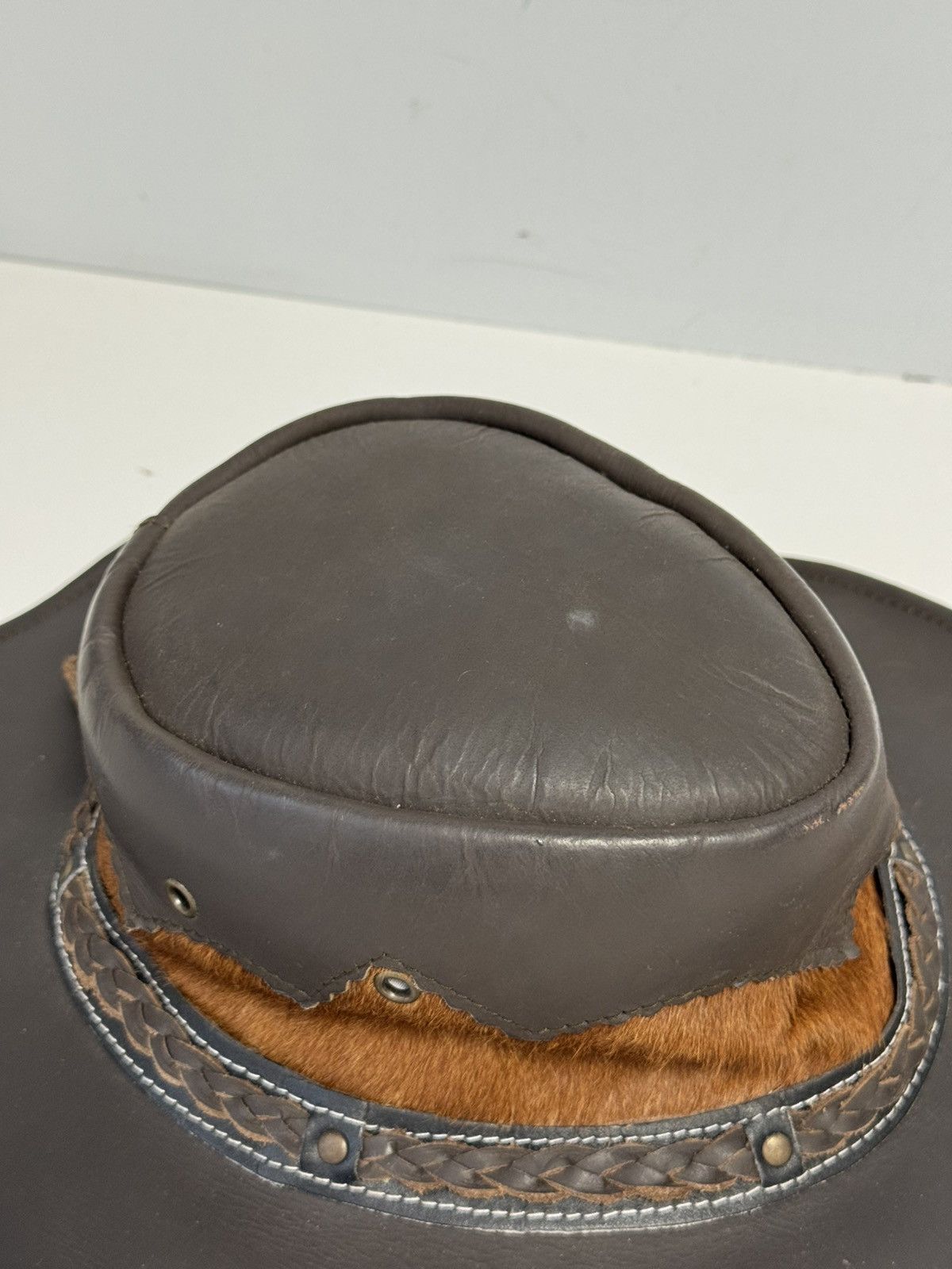 Other Kanga-Rou Brown Leather Outback Hat Vintage Australian Style Size ONE SIZE - 4 Thumbnail