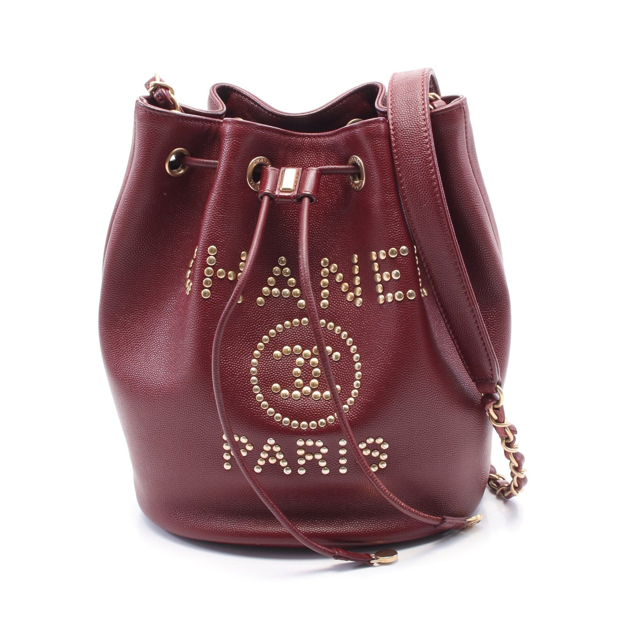 Chanel Chanel Deauville Chain Shoulder Bag Caviar Skin Bordeaux Gold Hardware Studs Purse Size ONE SIZE - 1 Thumbnail