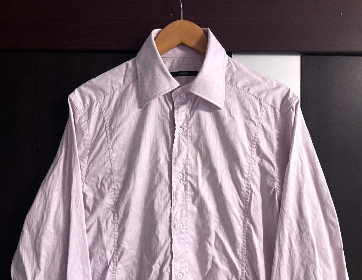 Gucci Vintage Gucci by Tom Ford Pink Long Sleeve Striped Shirt Size US S / EU 44-46 / 1 - 20 Thumbnail